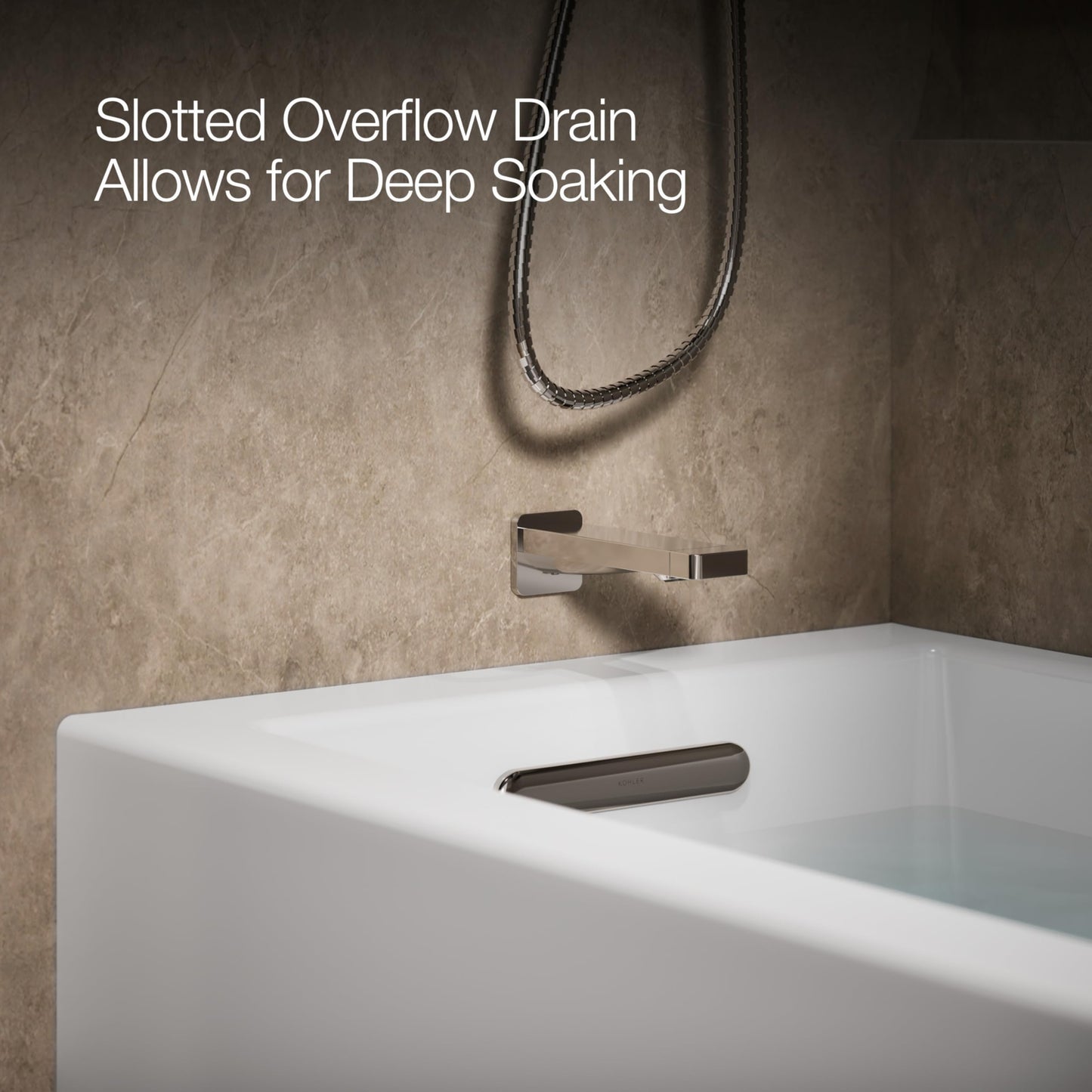 Dark Gray Kohler 20201-LA-0 Underscore® 60" x 30" alcove bath with integral apron, integral flange, and left-hand drain, White