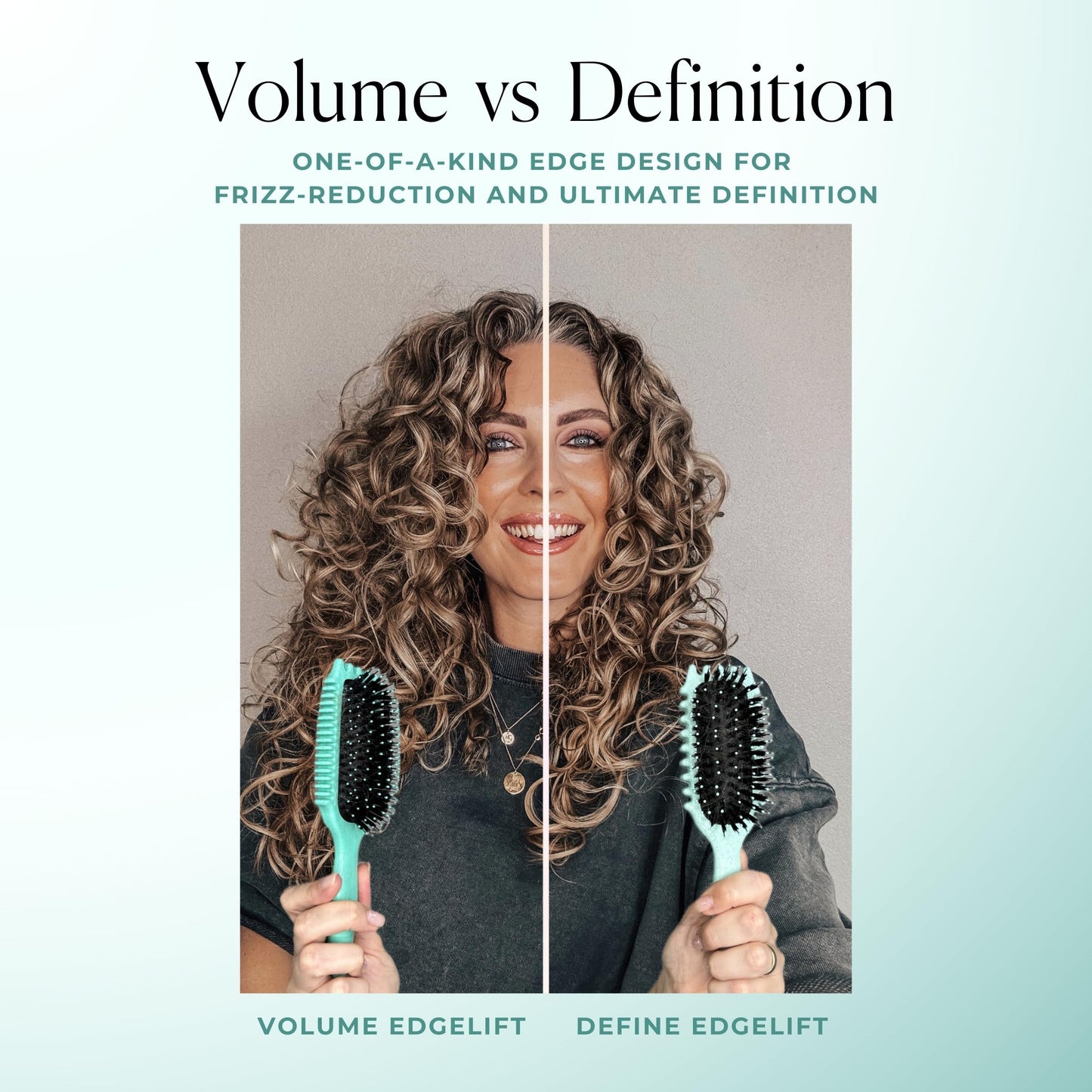 White Smoke Bounce Curl Volume EdgeLift Brush, 5-in-1 Tool for Volumized Waves, Curls & Coils - Teal