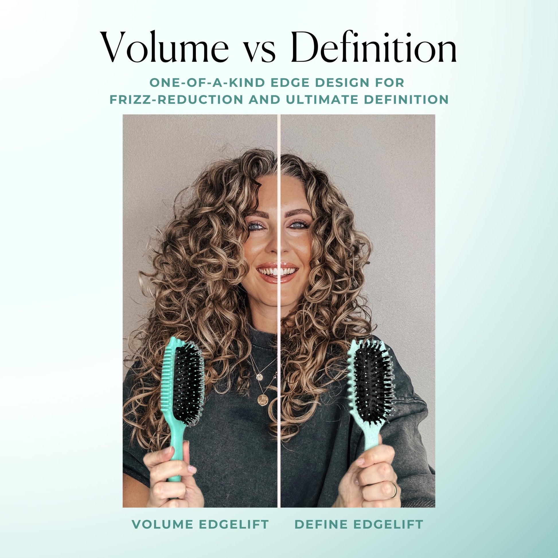 White Smoke Bounce Curl Volume EdgeLift Brush, 5-in-1 Tool for Volumized Waves, Curls & Coils - Teal