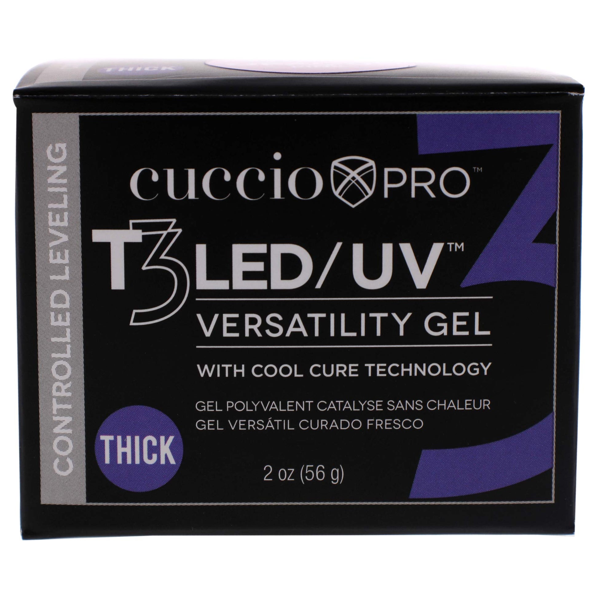 Black Cuccio Pro T3 LED/UV Cool Cure Versatility Gel - Controlled Levelling - Incredibly Flexible - Strong Adhesion - Thick Viscosity - Fast Application - Quick Cure - Opaque Petal Pink - 2 Oz Nail Gel