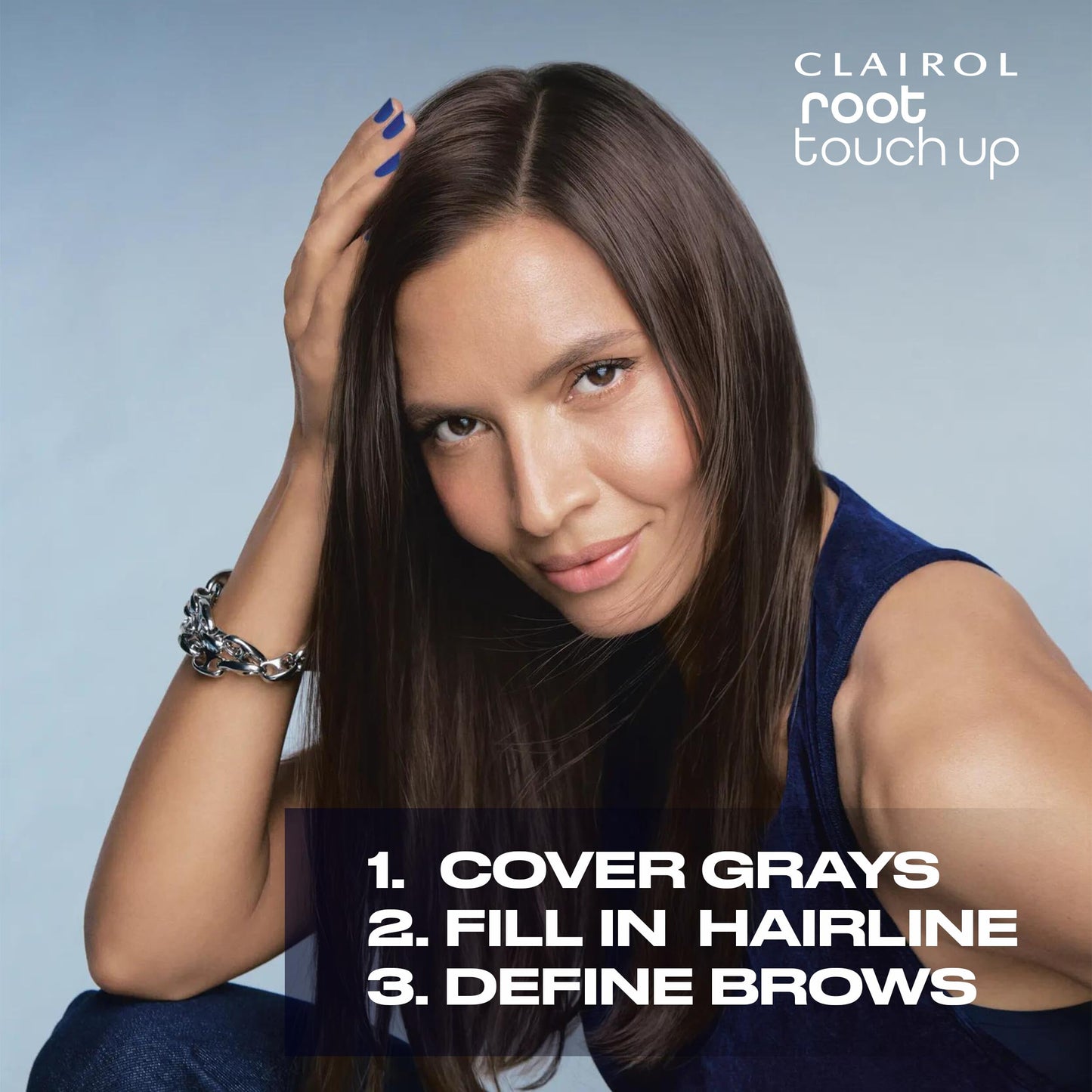 Light Steel Blue Clairol Root Touch-Up Temporary Concealing Powder, Dark Brown Hair Color | Ammonia Free | Instantly Cover Roots + Define Eyebrows | On-the-Go Compact with Mirror and Application Brush | Pack of 1