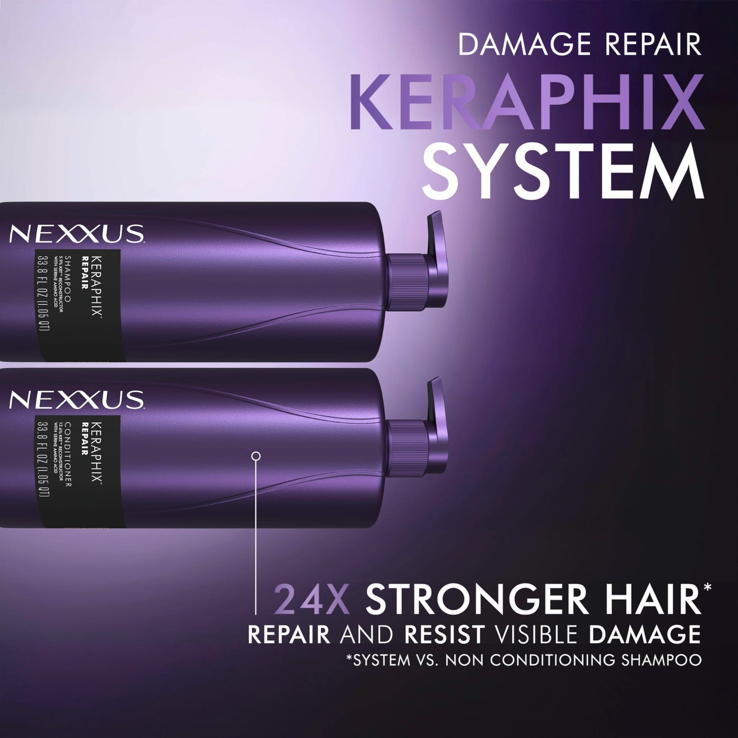 Black Nexxus KERAPHIX Conditioner Damage Repair for Damaged Hair Powered by KRT Keratin Resistance Therapy with Liquid Crystal Amino Acids 33.8 Fl oz
