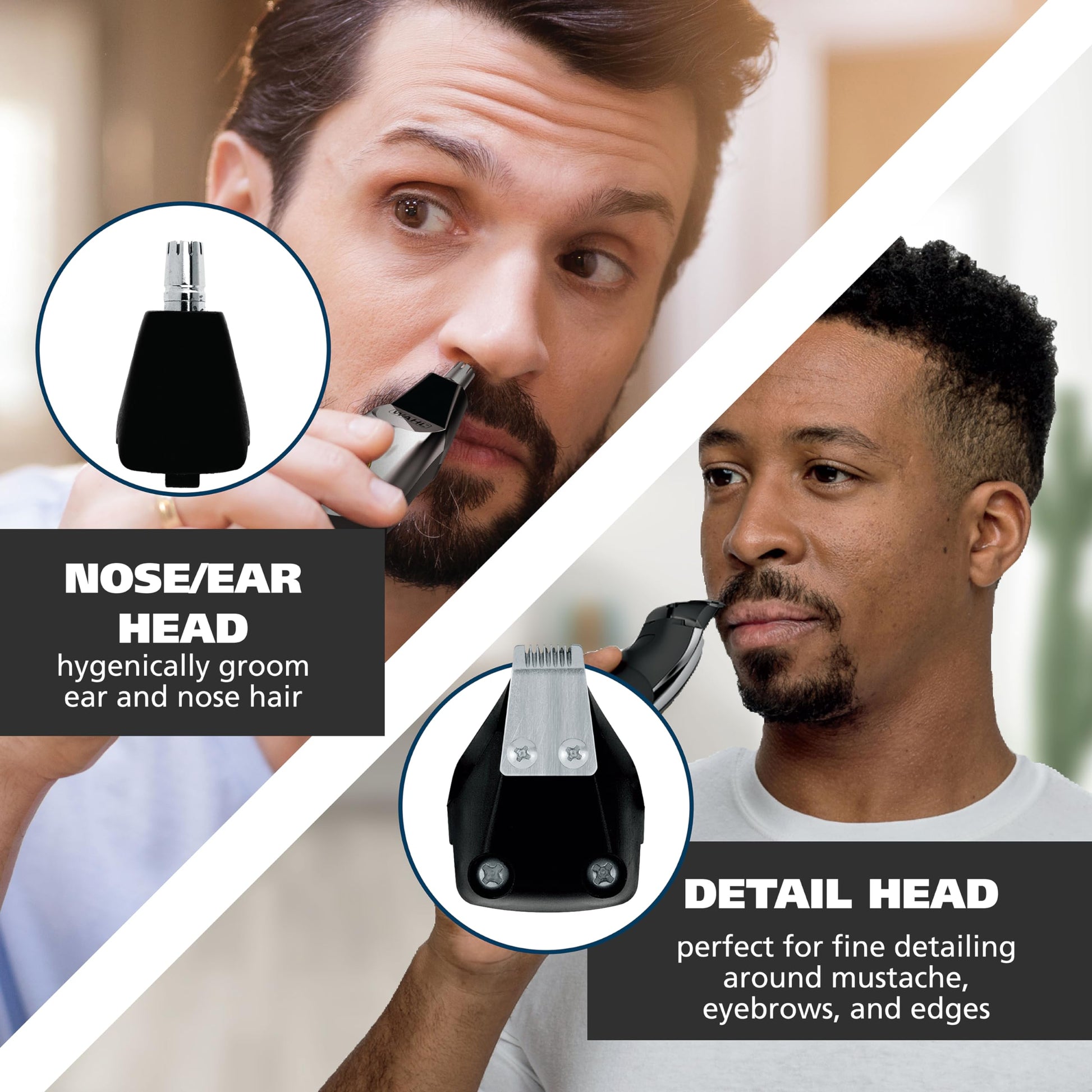 White Smoke Wahl Groomsman Pro All in One Beard Trimmer for Men, Mens Beard Trimmer Rechargeable Cordless Hair Trimmer, Includes 3 Attachment Heads for Beard, Nose, & Ear Hair Trimming - Model 5617