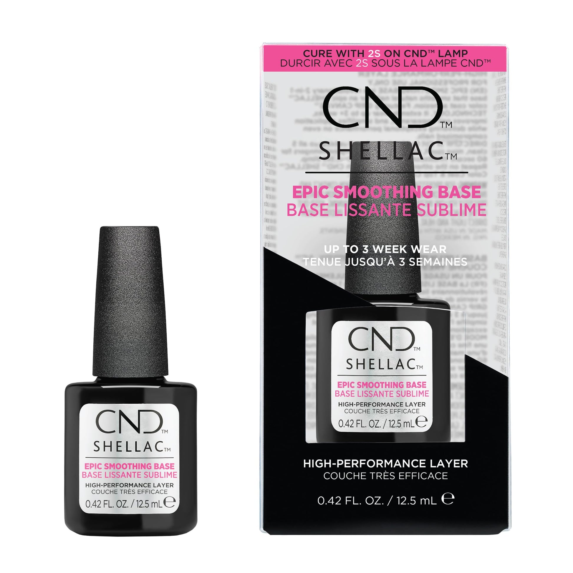 White Smoke CND SHELLAC Epic Smoothing Gel Nail Base Coat, Strengthening Formula for Long Lasting Wear, 10x Thicker Appearance than Original, 0.42 fl oz