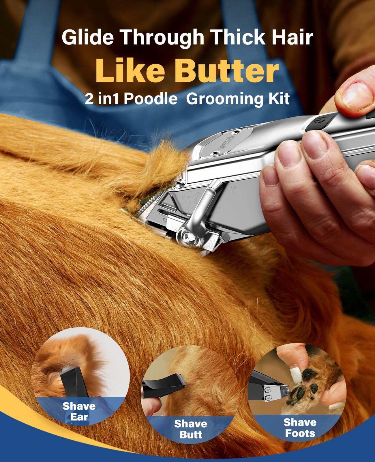 Chocolate oneisall Dog Grooming Kit for Heavy Thick Hair&Coats/Low Noise Rechargeable Cordless Waterproof Dog Clippers for Grooming Animals&Pets/Pet Shaver with Stainless Steel Blade and Paw Trimmer