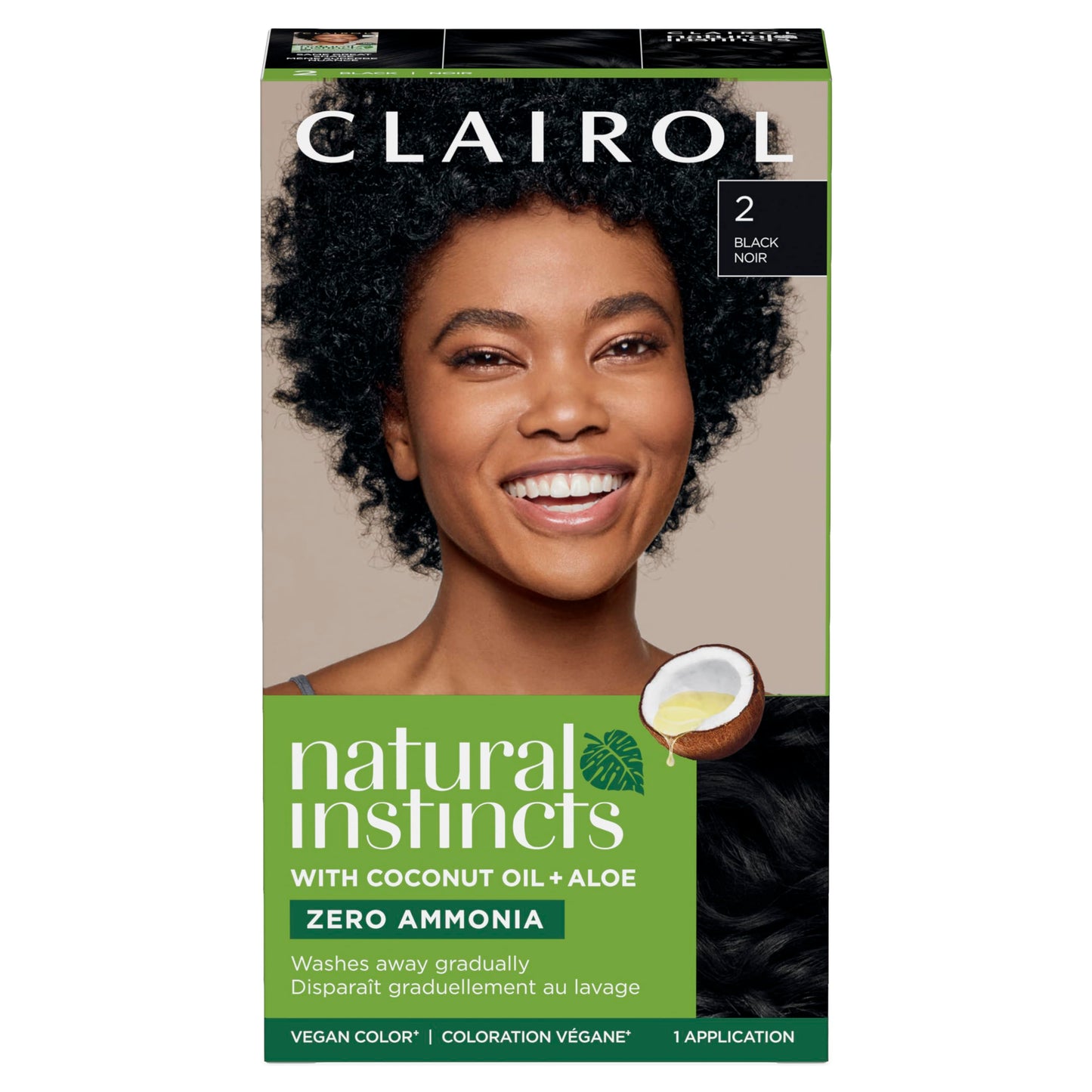 Black Clairol Natural Instincts Demi-Permanent Hair Dye, 2 Black Hair Color, Pack of 1