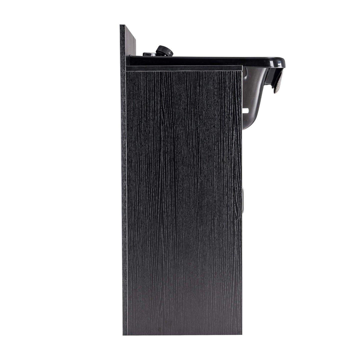 White Smoke BarberPub Multi-Functional Shampoo Backwash Sink Station with Shampoo Bowl for Hair Stylist, Salon Spa Beauty Cabinet with Faucet Sprayer, Barber Storage Equipment 45.3" x 14.1'' x 36.4" 7139