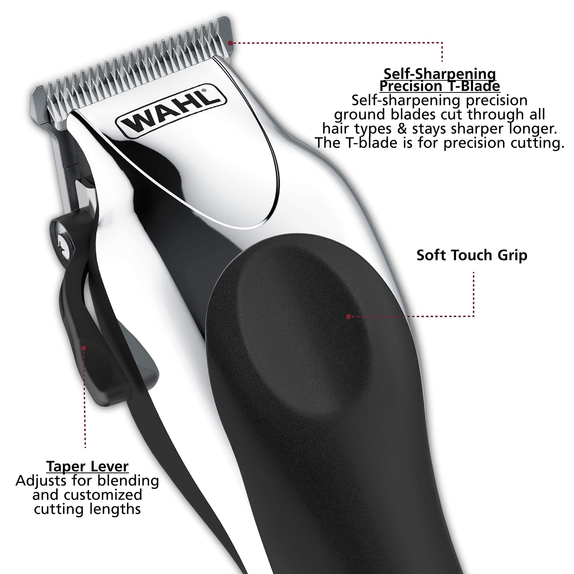 White Smoke Wahl Clipper USA Deluxe Corded Chrome Pro, Complete Hair and Trimming Kit, Includes Corded Clipper, Cordless Battery Trimmer, and Styling Shears, for a Cut Every Time - Model 3029682