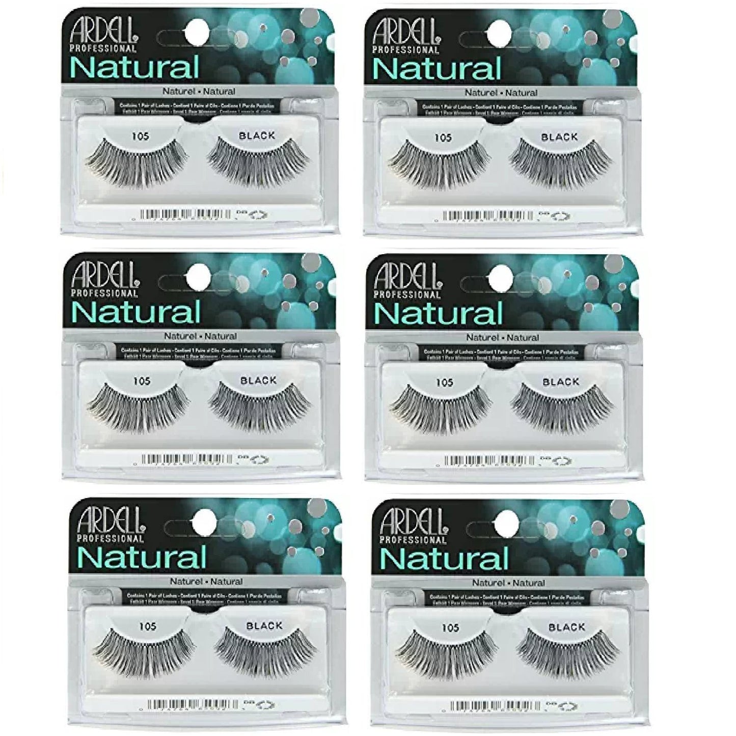 Light Gray Ardell - Fashion Lashes #105, Reusable upto Three Weeks, Black (6 Pack)