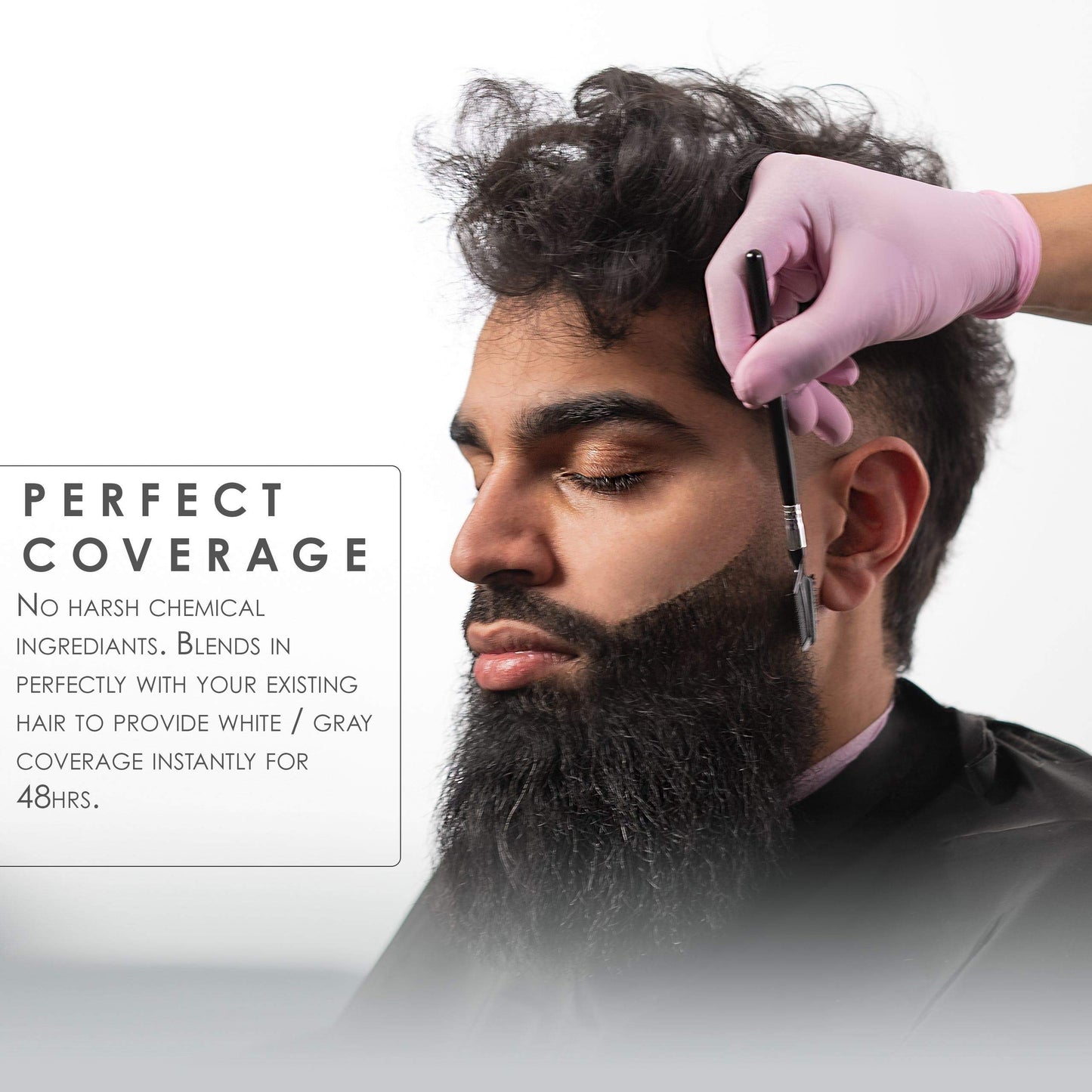White Smoke L3 - Temporary Beard Color - Full Beard in Minutes - Easy to Apply and No Mixing Required - Level 3 Natural Looking Black Dye