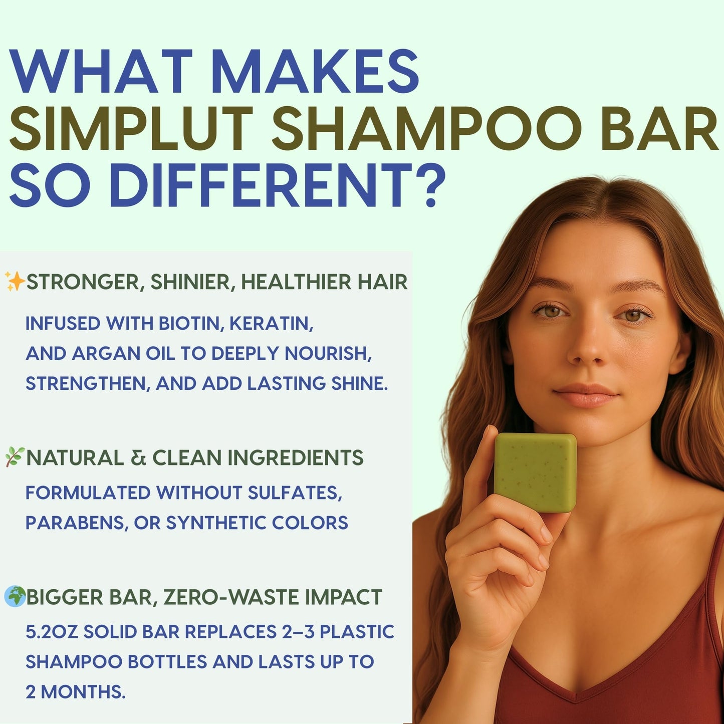 Alice Blue SIMPLUT Rosemary & Tea Tree Shampoo Bar – Professional Biotin & Keratin Infused Solid Shampoo for Clarifying Scalp Care – Salon-Grade Volumizing & Thickening Formula – Sulfate Free, pH Balanced