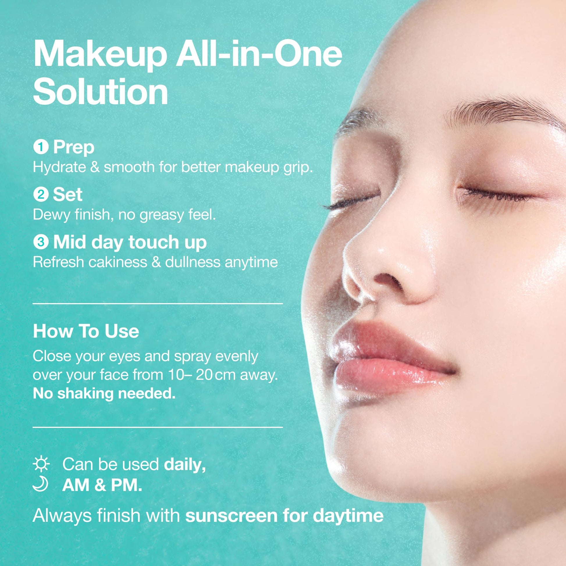 Medium Aquamarine ANUA PDRN Collagen Glow Facial Serum Spray, Hydrating Face Mist, Hyaluronic Acid, dewy glass finish, All Skin Types, Instant Plumping Hydration, Firming Care, Korean Skincare, 3.38 fl oz