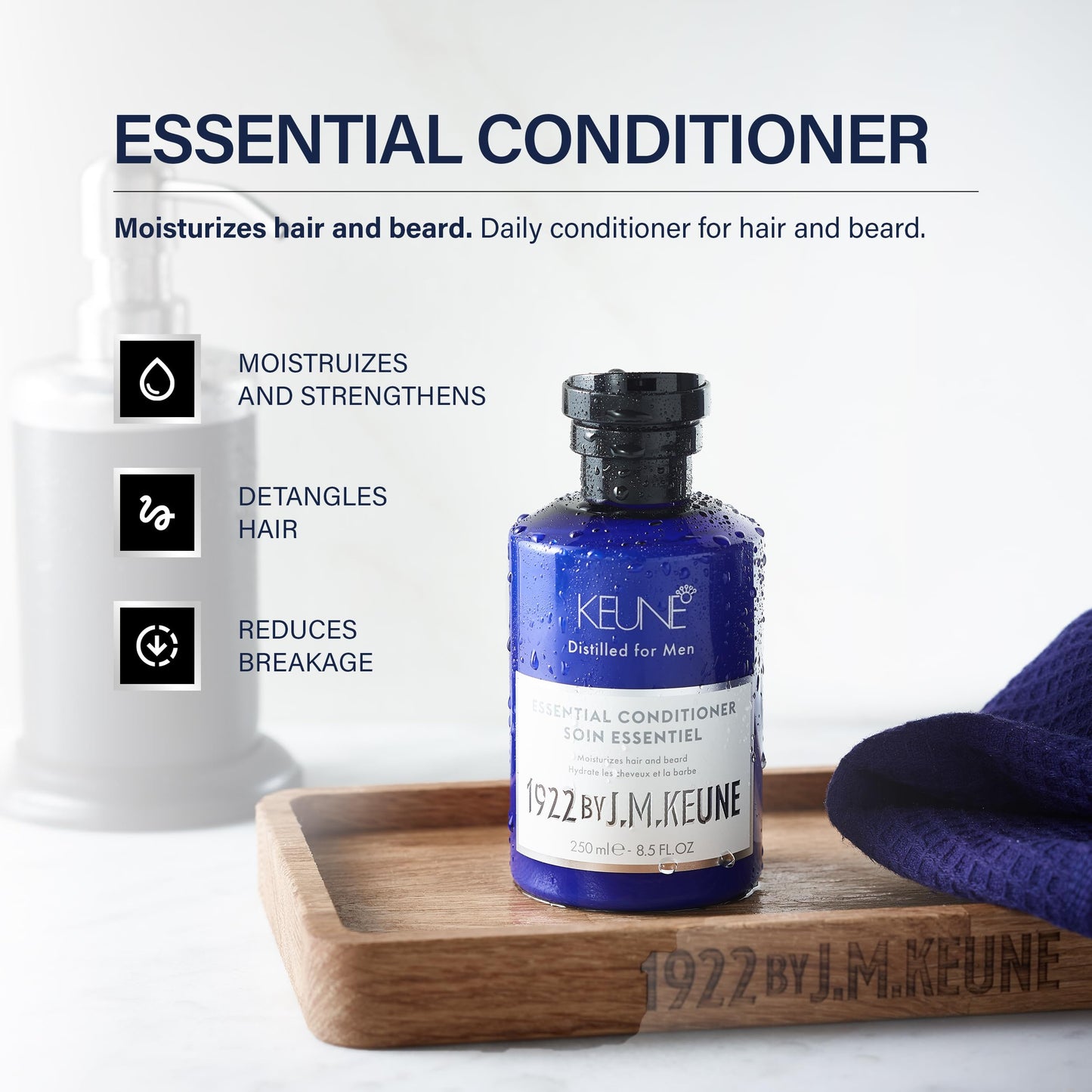 White Smoke 1922 by J.M. Keune Essential Conditioner, Moisturizing & Strengthening Conditioner for Men, 8.5 Fl Oz