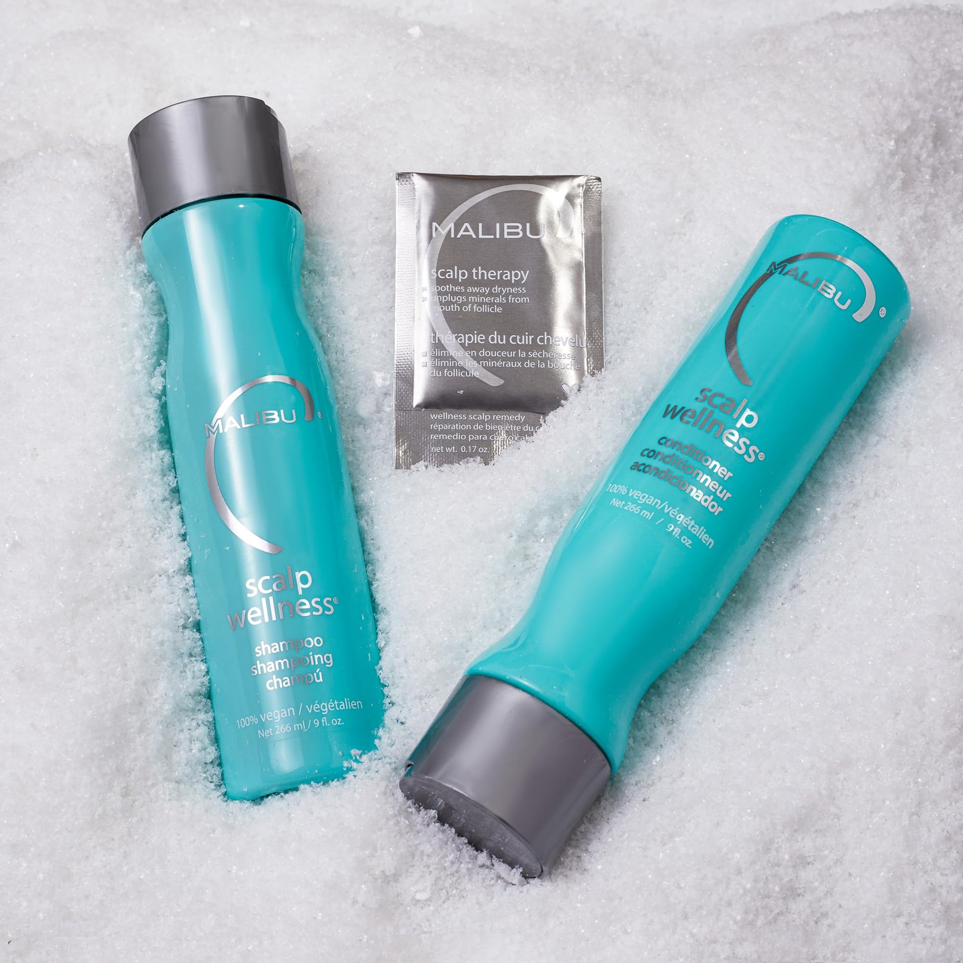 Light Gray Malibu C Scalp Wellness Collection - Soothing Shampoo and Conditioner Hair Care Set for Dry Scalp - Formulated with Vitamin C Antioxidant Complex - Travel Size Scalp Remedy Packets Included (33.8 oz)