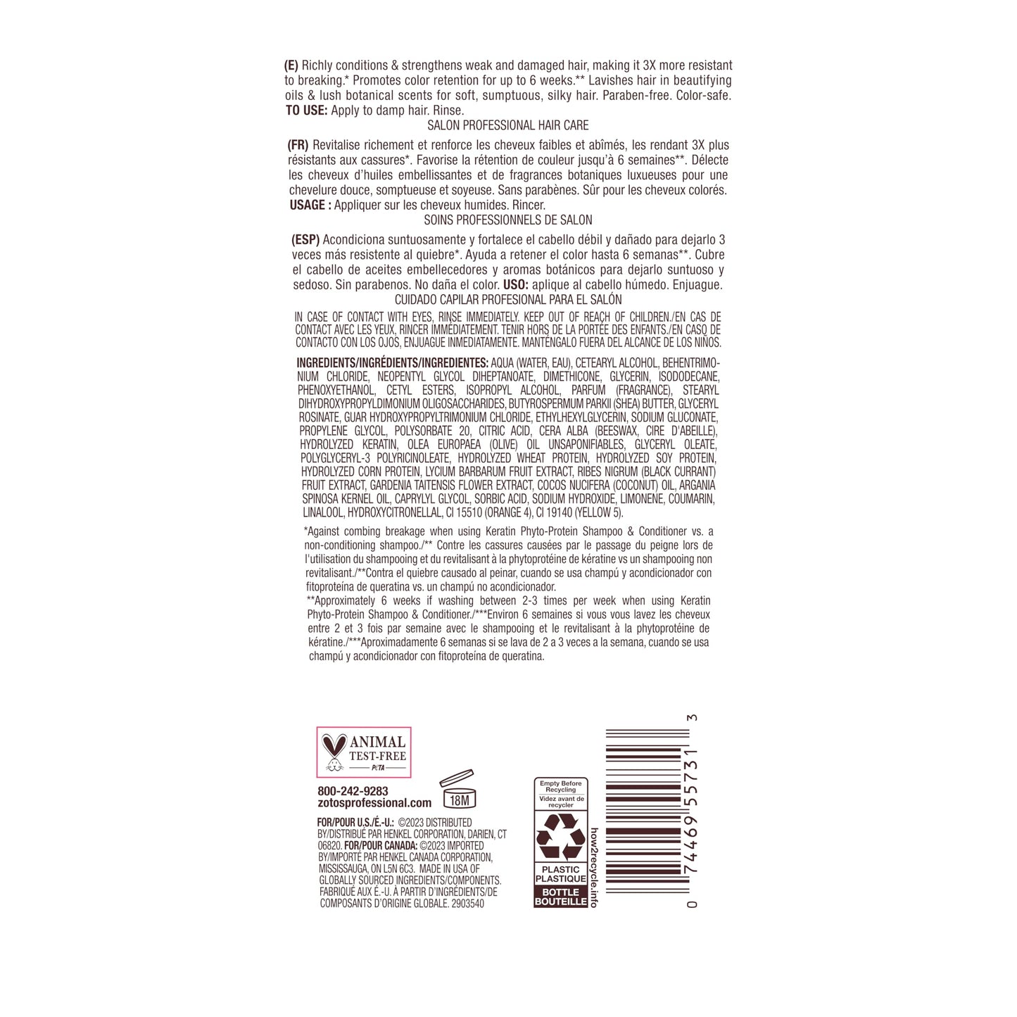 Light Gray Bain de Terre Keratin Phyto-Protein Color Protect Strengthening Conditioner, Color-Safe Strengthening for Weak & Damaged Hair, Sulfate-Free, Paraben-Free 13.5 Fl Oz