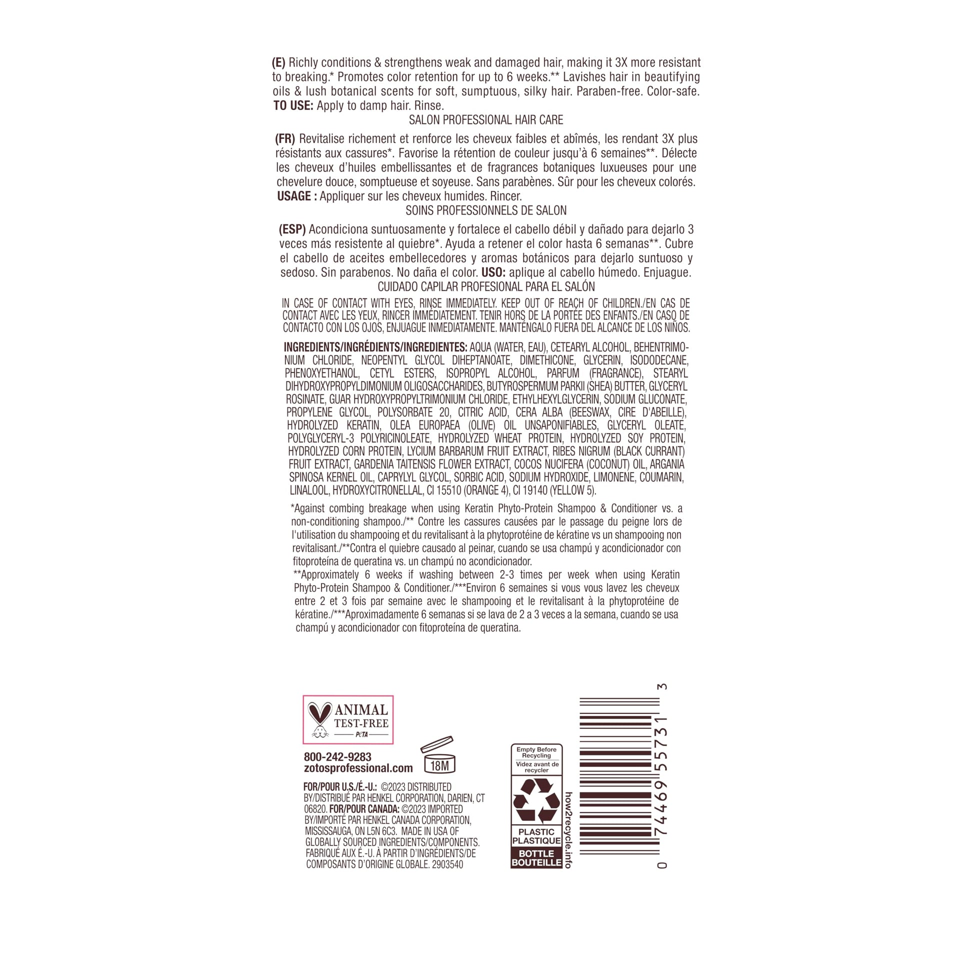 Light Gray Bain de Terre Keratin Phyto-Protein Color Protect Strengthening Conditioner, Color-Safe Strengthening for Weak & Damaged Hair, Sulfate-Free, Paraben-Free 13.5 Fl Oz