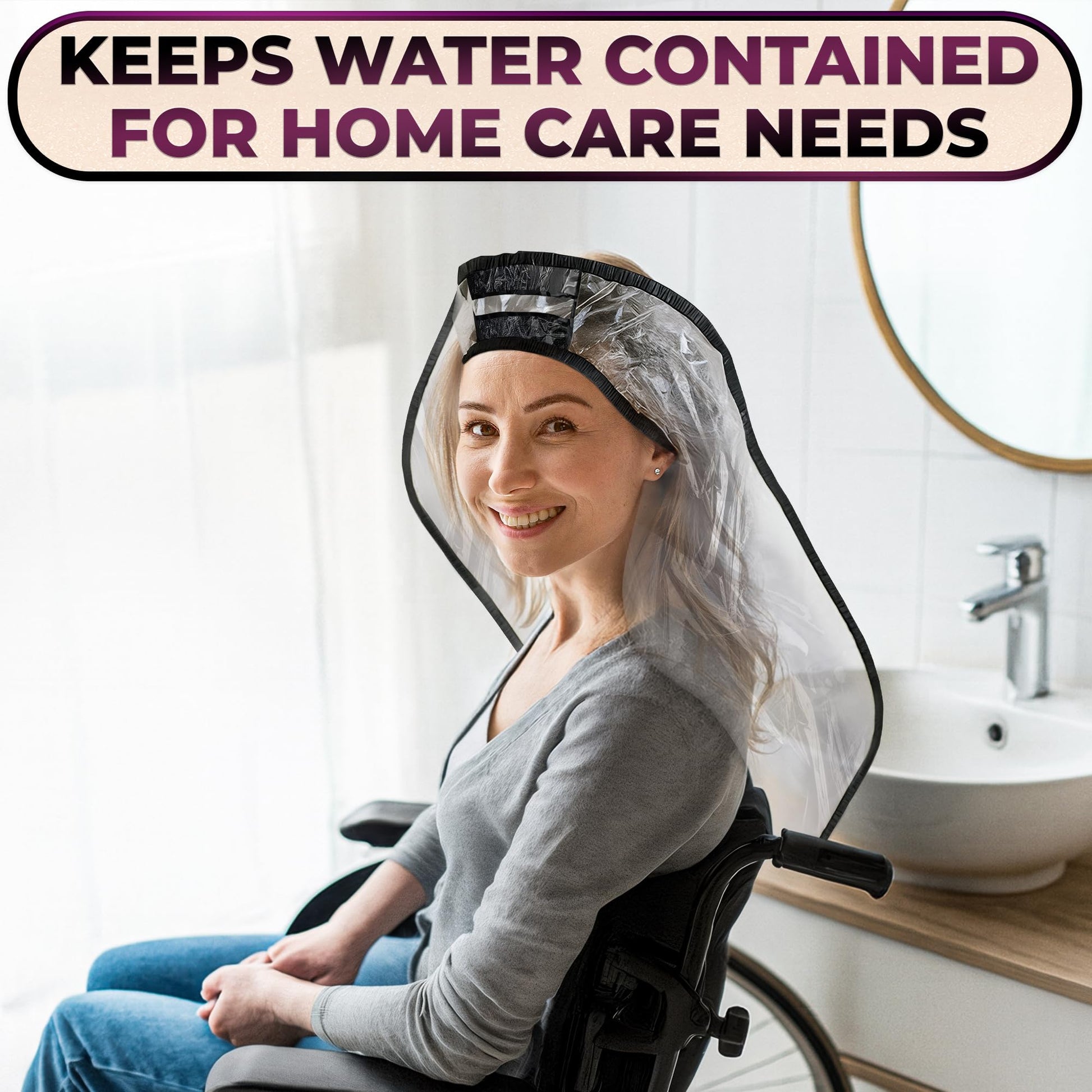 White Smoke Hair Funnel for Washing Hair for Elderly – Shampoo Cape with Waterproof PVC Build 20"x9.5" for Upright Sink Washing & No-Rinse Care – Shampoo Caps no Rinse for Gentle Bedridden Support & Home Use