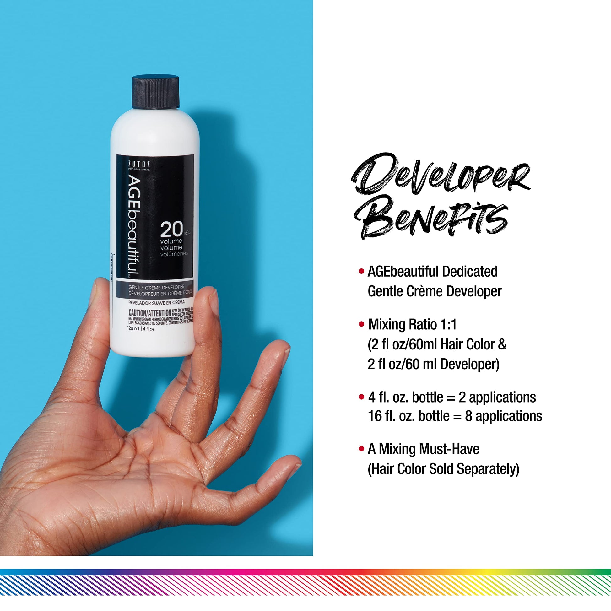 White Smoke AGE beautiful 20 Volume Gentle Creme Hair Developer | For Permanent Hair Color Dyes, Toners, Lighteners | Professional Salon Coloring | Long Lasting Haircolor | 16 Fl Oz