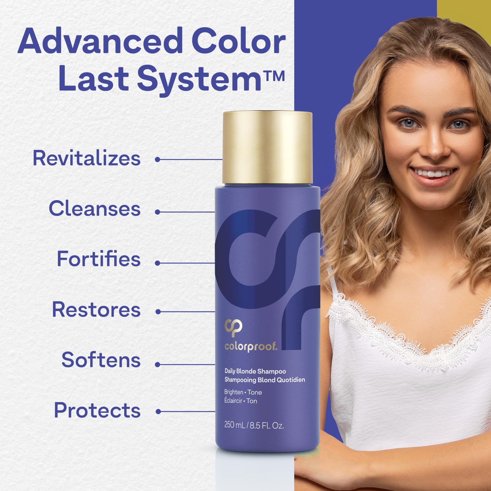 White Smoke Colorproof Daily Blonde Shampoo 8.5 Fl. Oz. Sulfate Free Shampoo for Blonde Color Treated Hair with Citrus, Jasmine & Coconut Milk Scent for Cleansing & Toning
