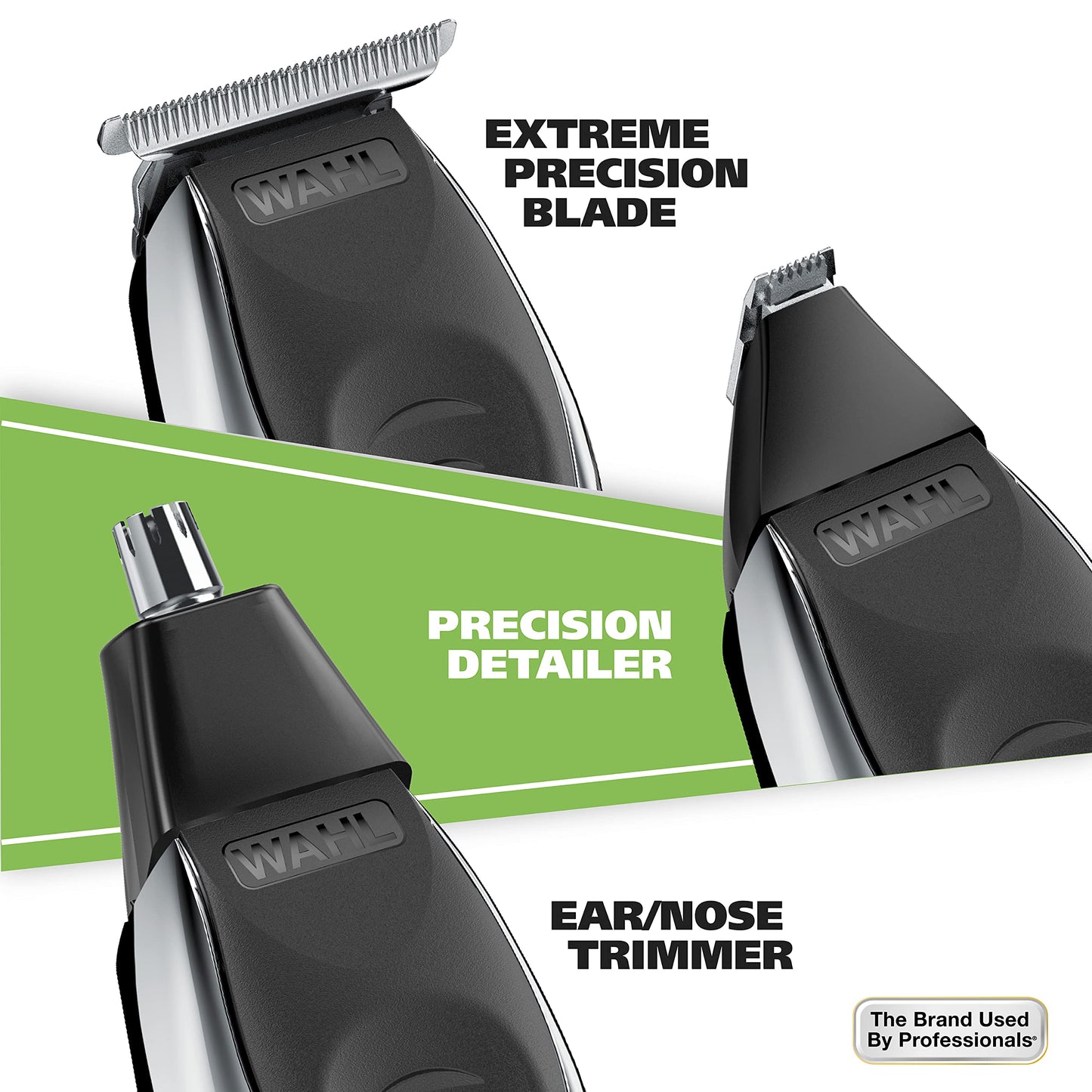 White Smoke Wahl Aqua Blade® Rechargeable Wet/Dry Lithium-Ion Deluxe Beard Trimmer for Men - Interchangeable Heads for Detailing, Hair, Mustache and Body Grooming - Model 9899-100