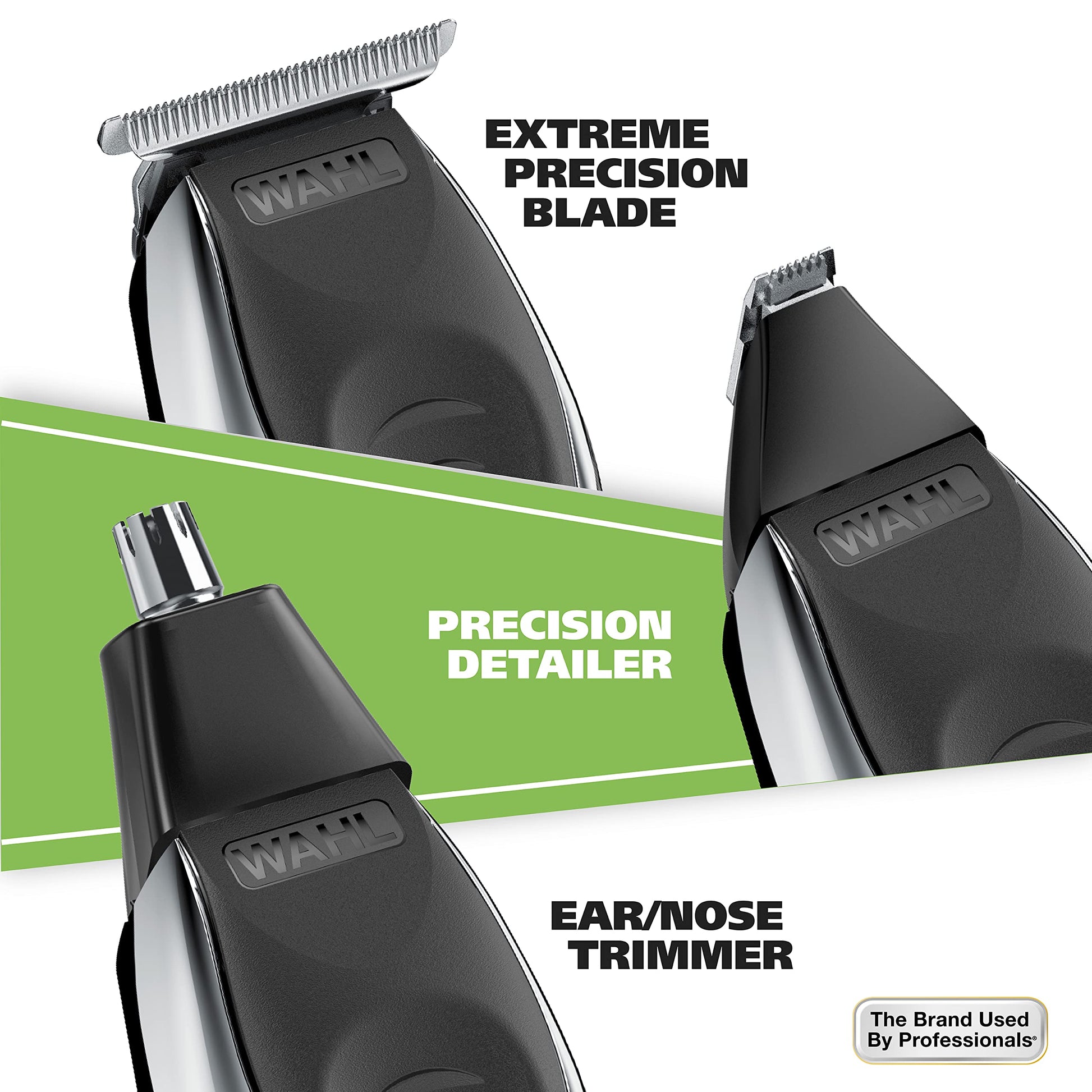 White Smoke Wahl Aqua Blade® Rechargeable Wet/Dry Lithium-Ion Deluxe Beard Trimmer for Men - Interchangeable Heads for Detailing, Hair, Mustache and Body Grooming - Model 9899-100