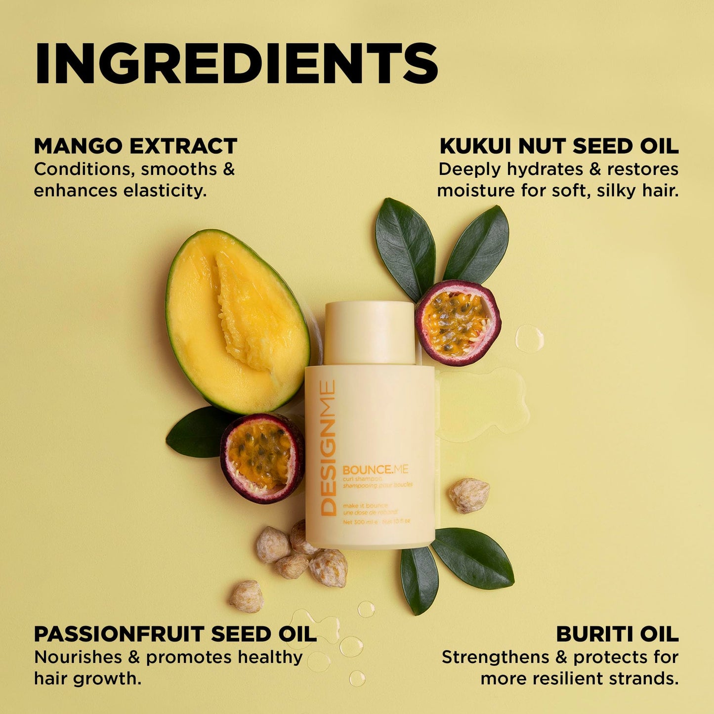 Khaki Design.Me BOUNCE.ME Shampoo | Curl-Defining, Anti-Frizz Formula for All Curl Types| Nourishing with Kukui Nut Seed and Buriti Oil | Boost Shine, Moisturizes Hair