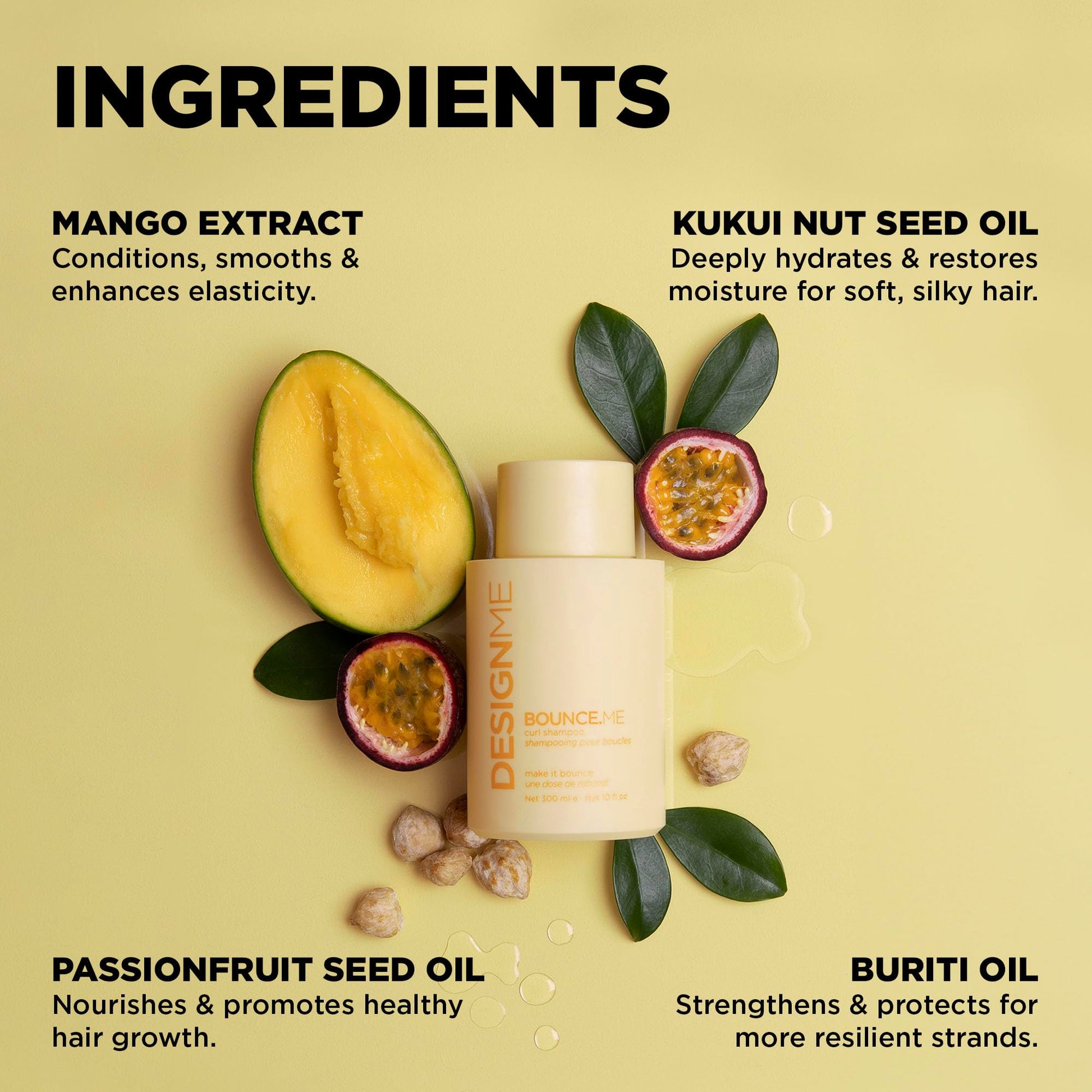 Khaki Design.Me BOUNCE.ME Shampoo | Curl-Defining, Anti-Frizz Formula for All Curl Types| Nourishing with Kukui Nut Seed and Buriti Oil | Boost Shine, Moisturizes Hair