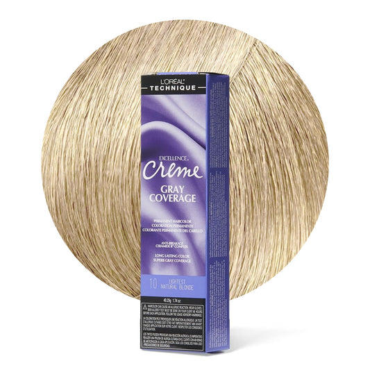 White Smoke L'Oréal Technique Excellence Crème Permanent Hair Color - Long-Lasting Hair Dye, Rich Formula With No-Drip Application, Superb Gray Coverage, Lghtst Nat Blonde