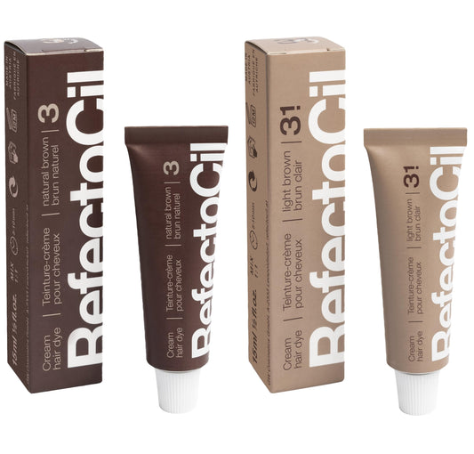 White Smoke RefectoCil Cream Hair Dye 2-Pack – Professional Hair Tint for Long-Lasting Color – Natural Brown (#3) + Light Brown (#3.1)
