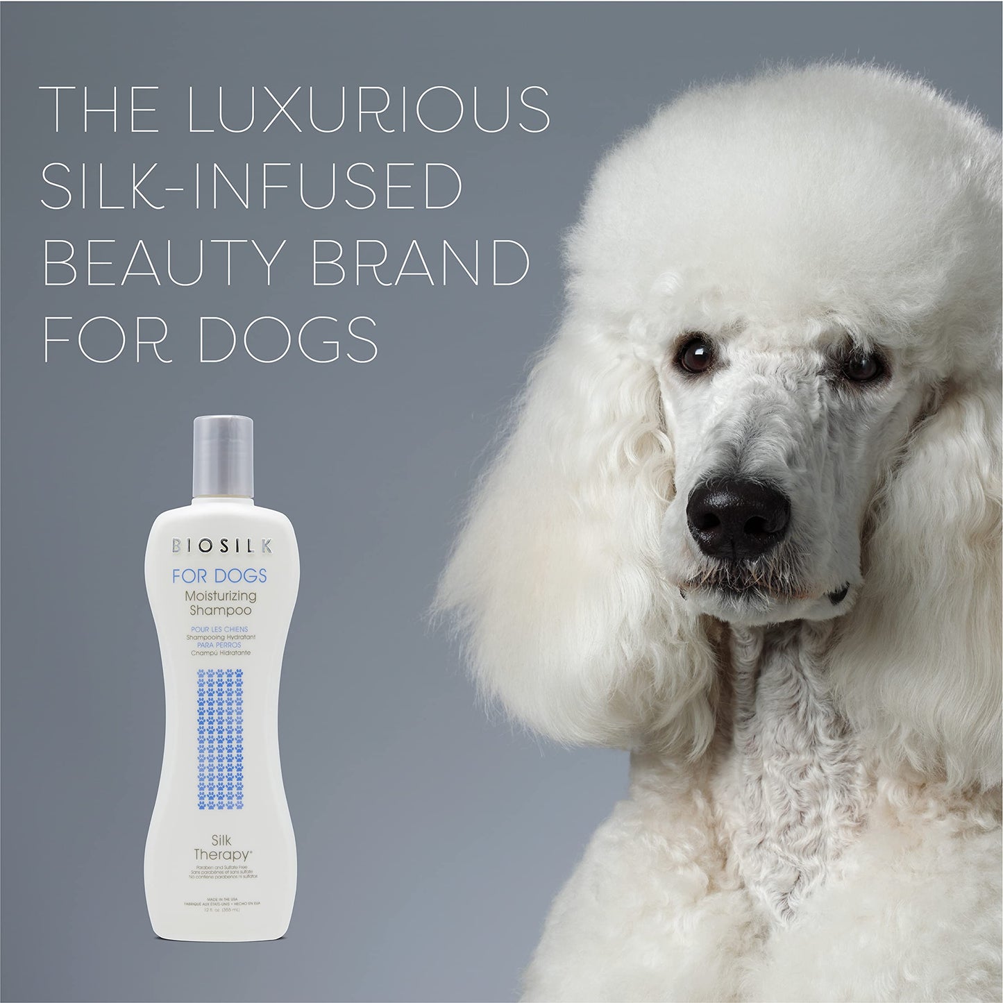 Slate Gray BioSilk for Dogs Silk Therapy Moisture Shampoo with Silk Proteins and Vitamins, Restores Shine and Softness, Sulfate Free, Paraben Free, pH Balanced, Made in USA, 12 Fl Oz - 2 Pack