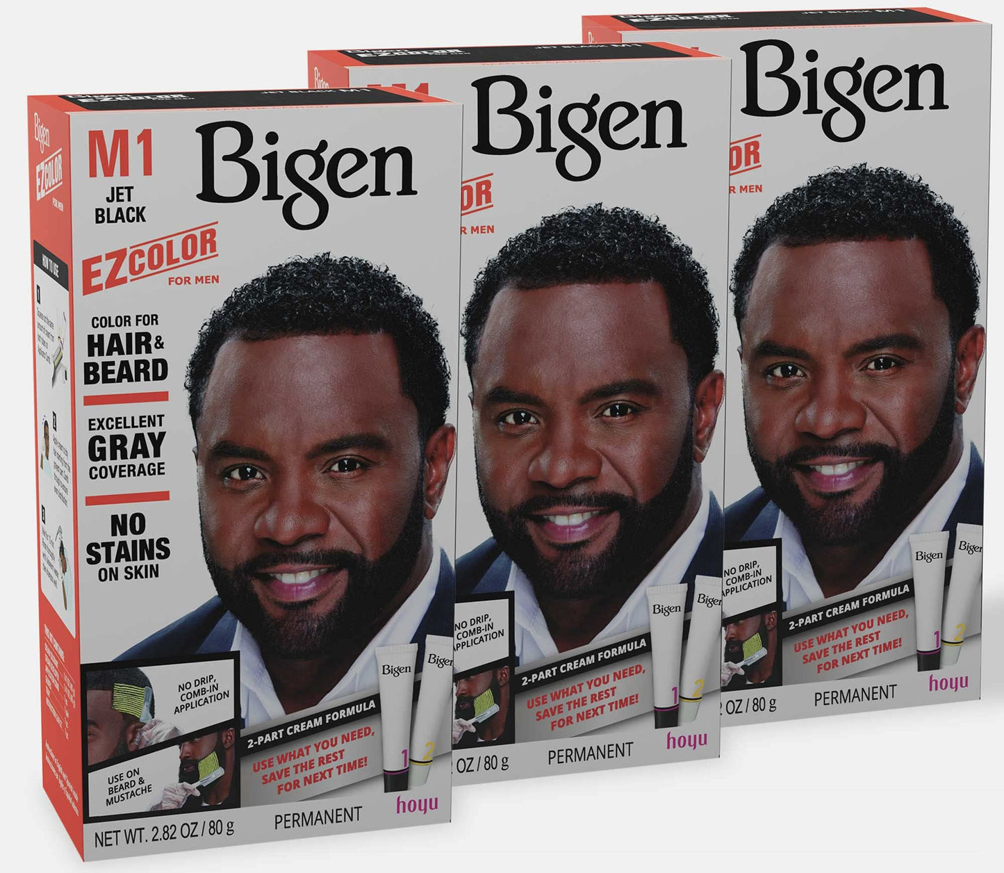 White Smoke M1 Bigen EZ Color for Men Jet Black - 3 Pack