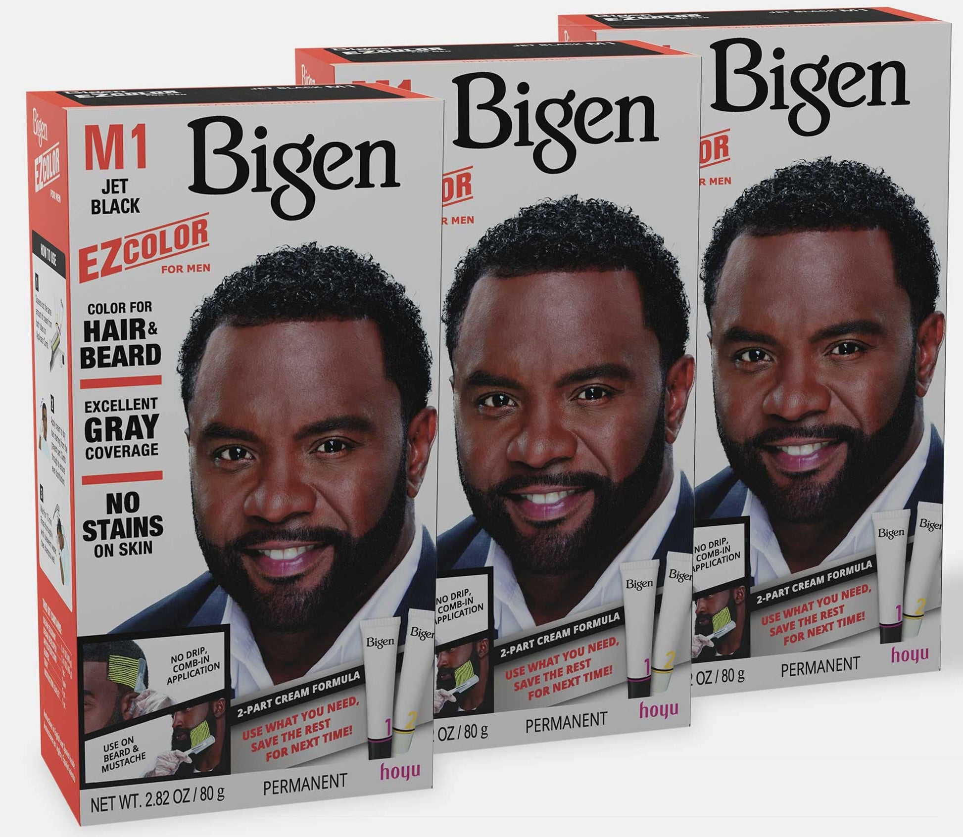 White Smoke M1 Bigen EZ Color for Men Jet Black - 3 Pack