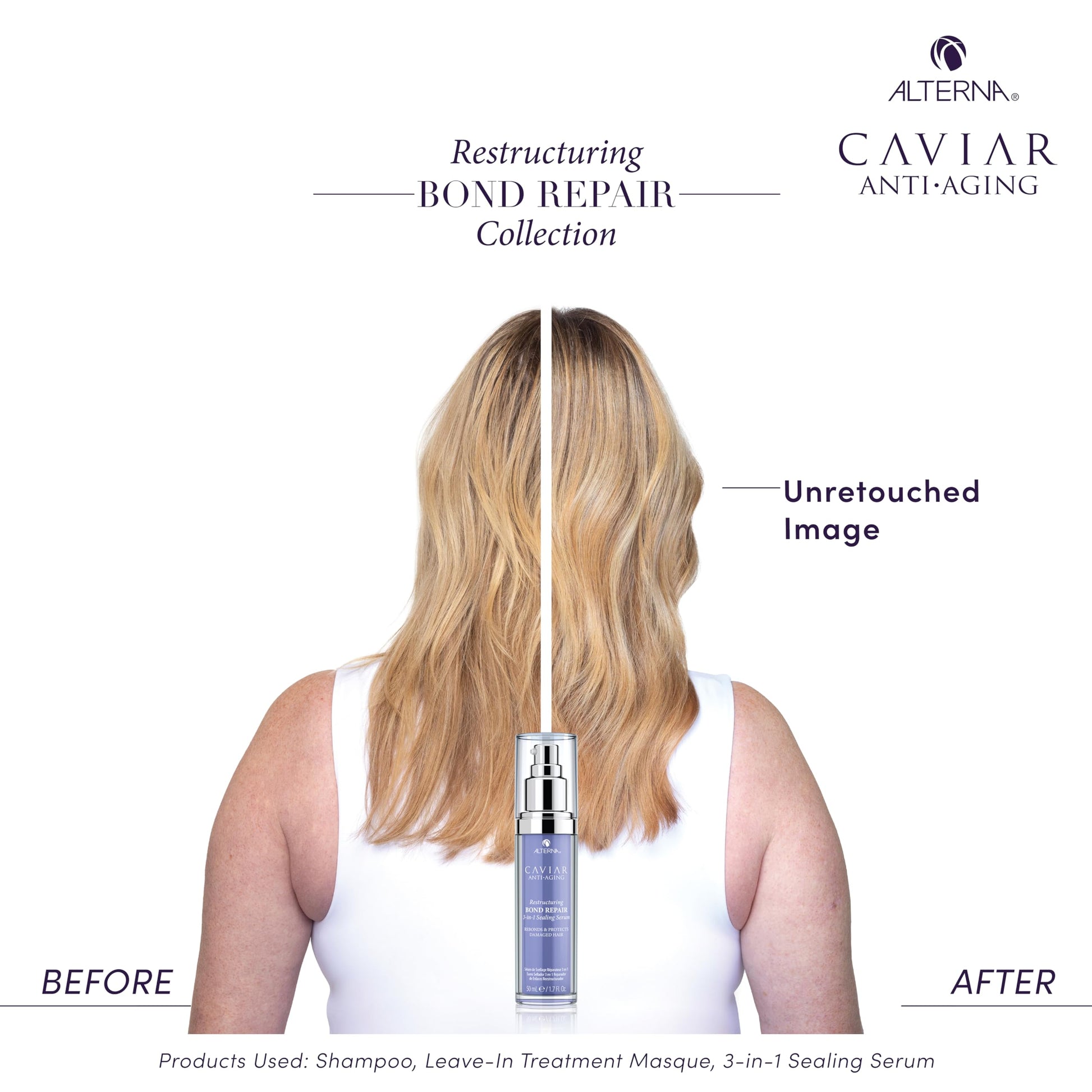 White Smoke Alterna Haircare CAVIAR Anti-Aging Restructuring Bond Repair 3-in-1 Sealing Serum, Rebonds and Protects Damaged Hair,1.7 Fl Oz