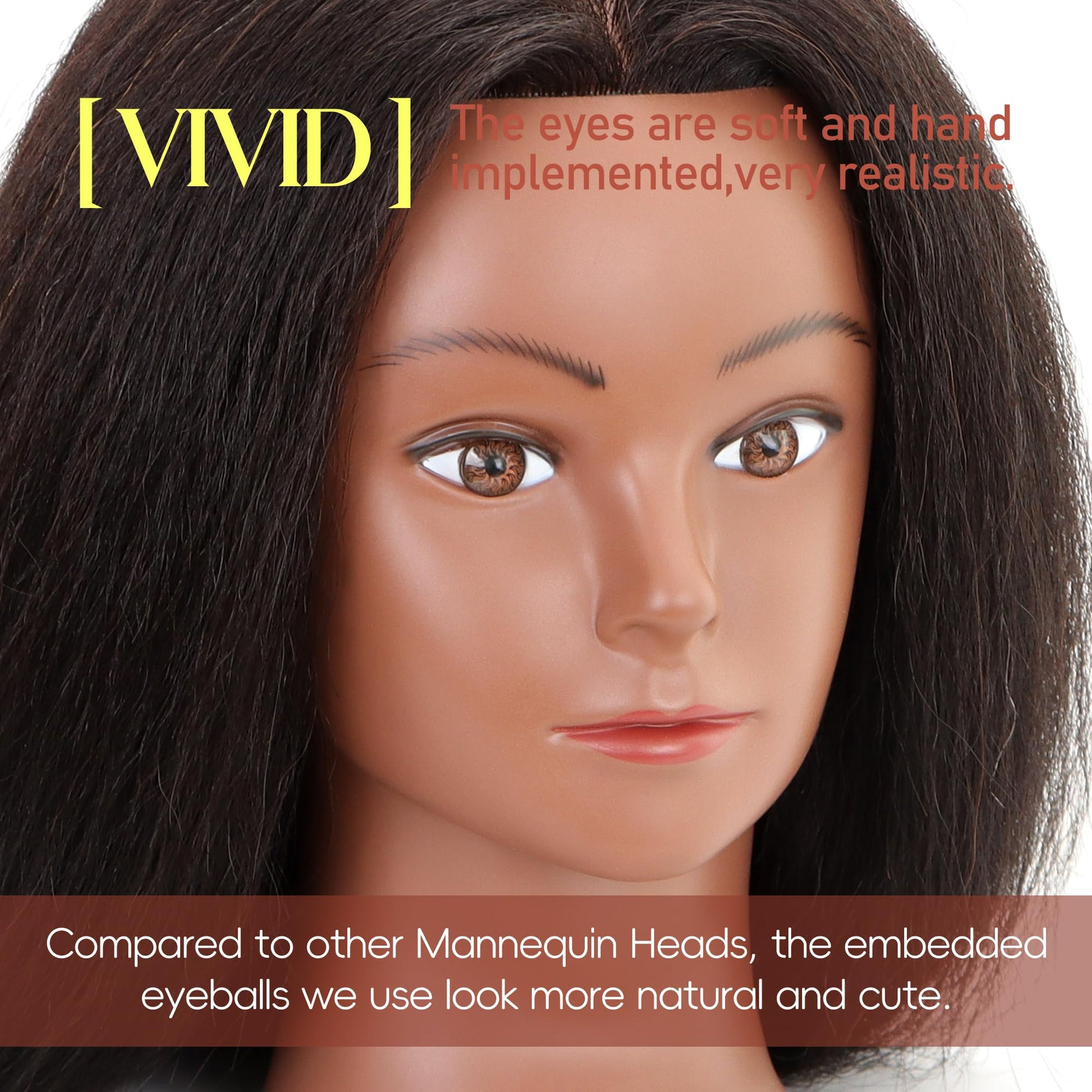 Black YODIDI Mannequin Head with 100% Human Hair, Manikin Head Human Hair Cosmetology Doll Head for Hair Styling Hairdresser Practice Braiding with Table Clamp Stand and Tools (16 inch)