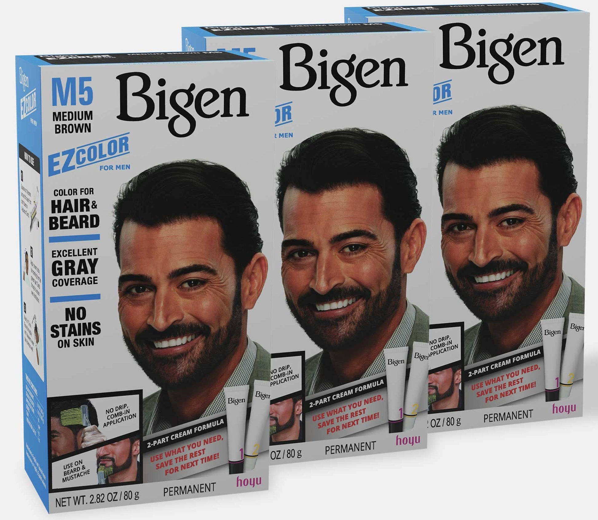 White Smoke M5 Bigen EZ Color for Men Medium Brown - 3 Pack