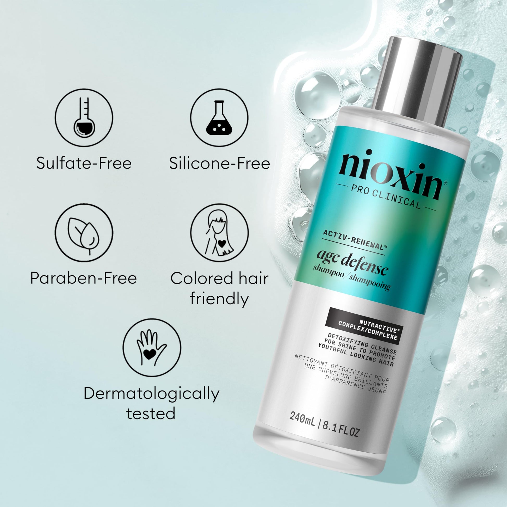 Lavender NIOXIN Age Defense Shampoo for Aging Hair | Detox Scalp Cleanser with Niacinamide | 1.6 Fl Oz | 50mL