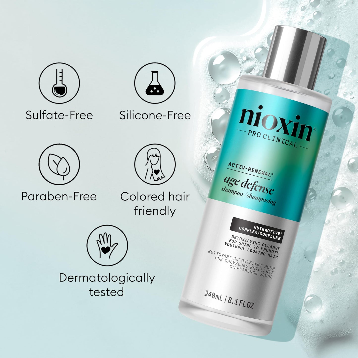 Lavender NIOXIN Age Defense Shampoo for Aging Hair | Detox Scalp Cleanser with Niacinamide | 8.1 Fl Oz | 240mL