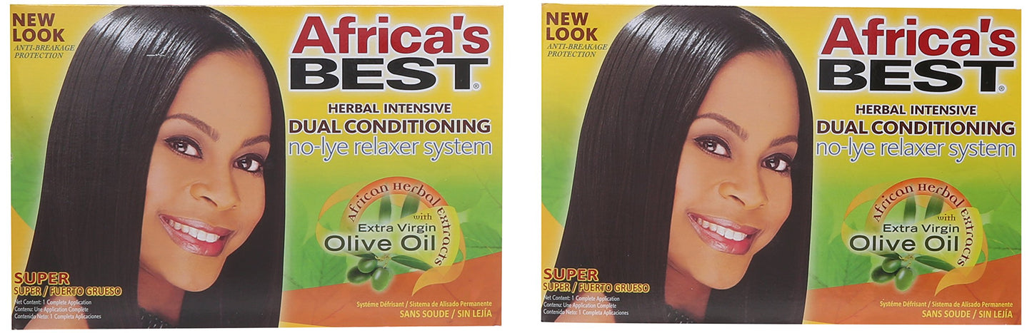 Dark Slate Gray Africa's Best No-Lye Relaxer Kit, Dual conditioning, Herbal Intensive, Superior Straightening and the Very Best Nourishment, Designed for Normal Hair Textures