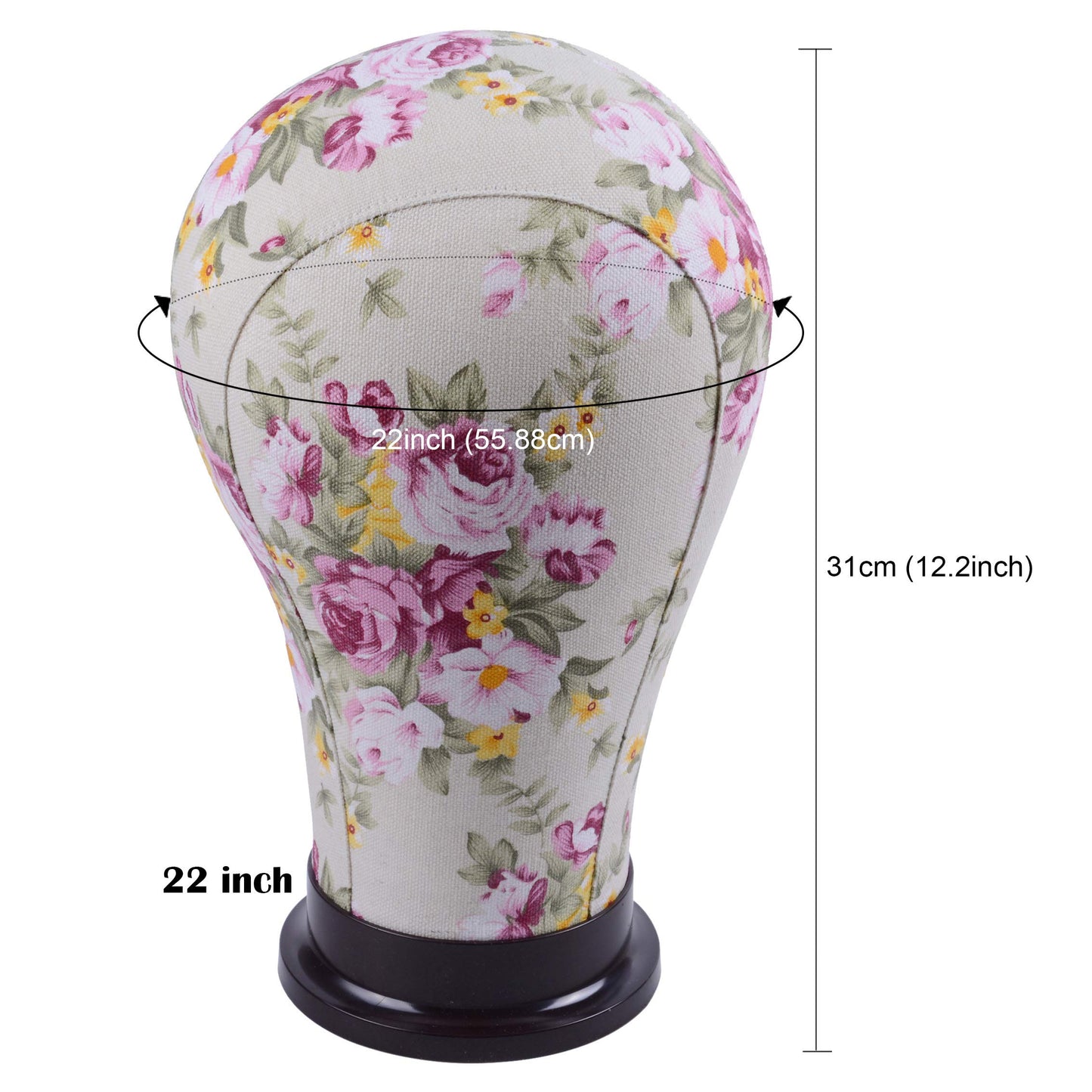 White Smoke YANTAISIYU 1 Piece Canvas Block Head Mannequin Head for Hair Extension Lace Wigs Making and Display Styling (Pink 22")