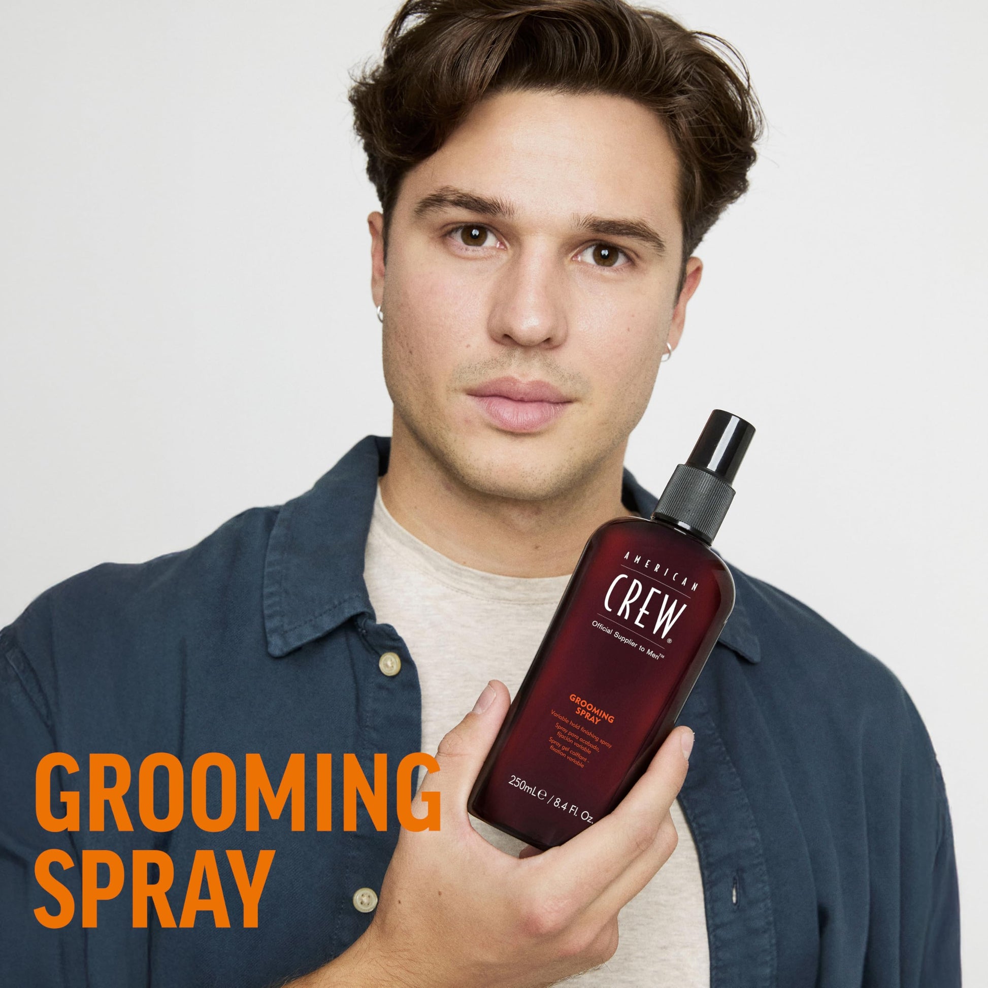 Lavender American Crew Men's Hair Spray, Variable Hold Grooming Styling Product, 8.45 Fl Oz