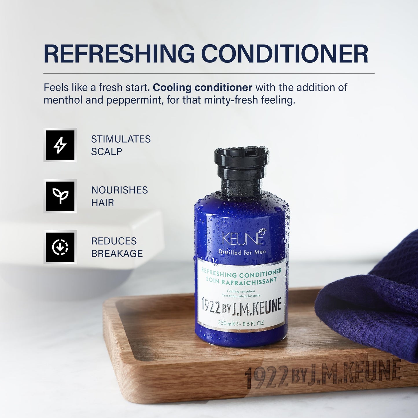 White Smoke 1922 by J.M. Keune Refreshing Conditioner, Cooling & Stimulating Conditioner for Men, 8.5 Fl Oz