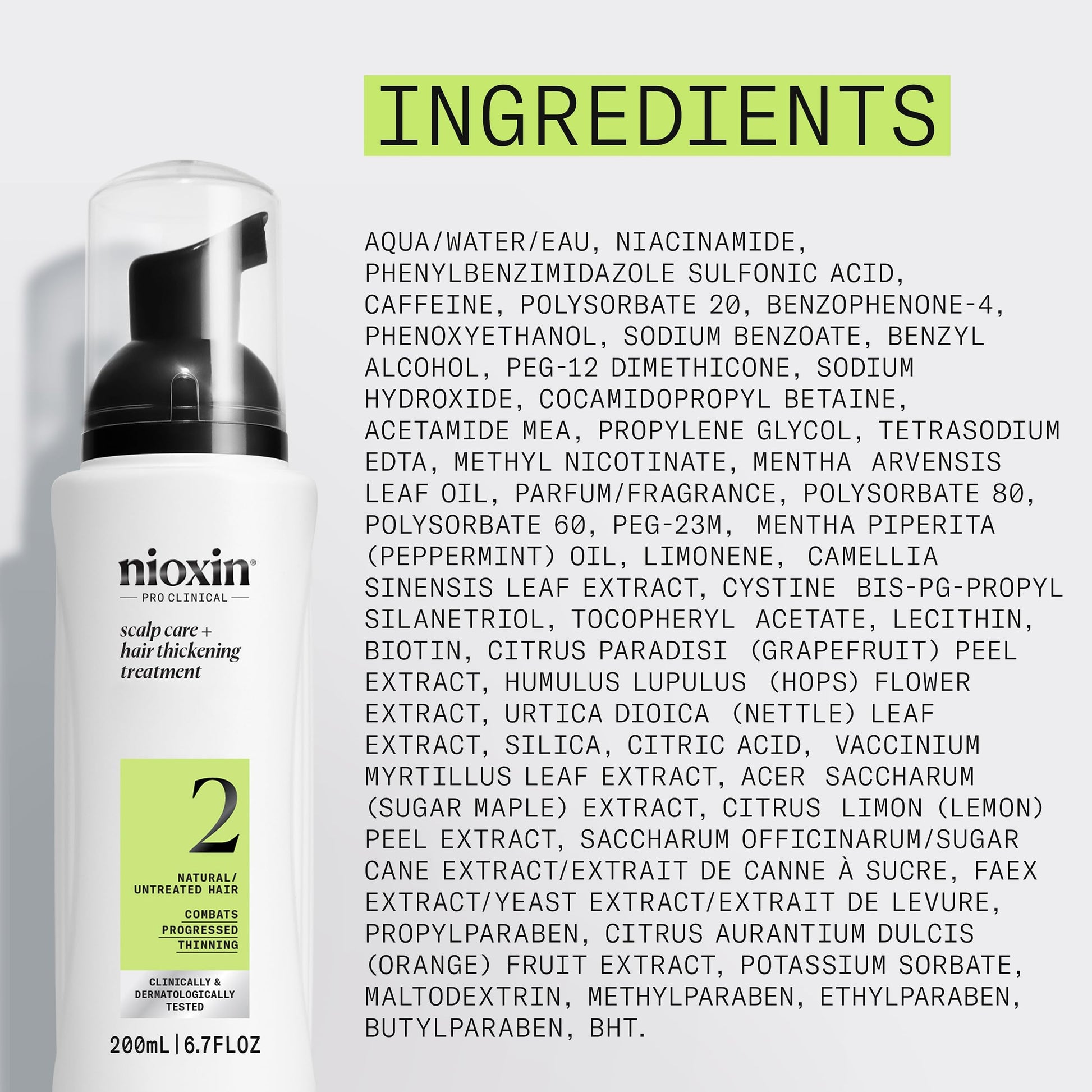 Lavender Nioxin System 2 Scalp Care + Hair Thickening Leave-In Treatment | For Natural Hair with Progressed Thinning | Boost Hair Density Against Breakage with Niacinamide & Biotin | 6.7 Fl Oz