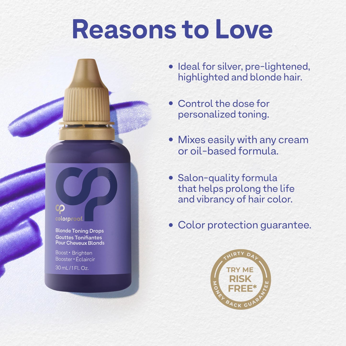 White Smoke Colorproof Toning Drops 1 Fl. Oz. Toner for Blonde Hair w/Citrus, Jasmine & Coconut Milk Scent, Highly-Pigmented, Instant Hair Toner