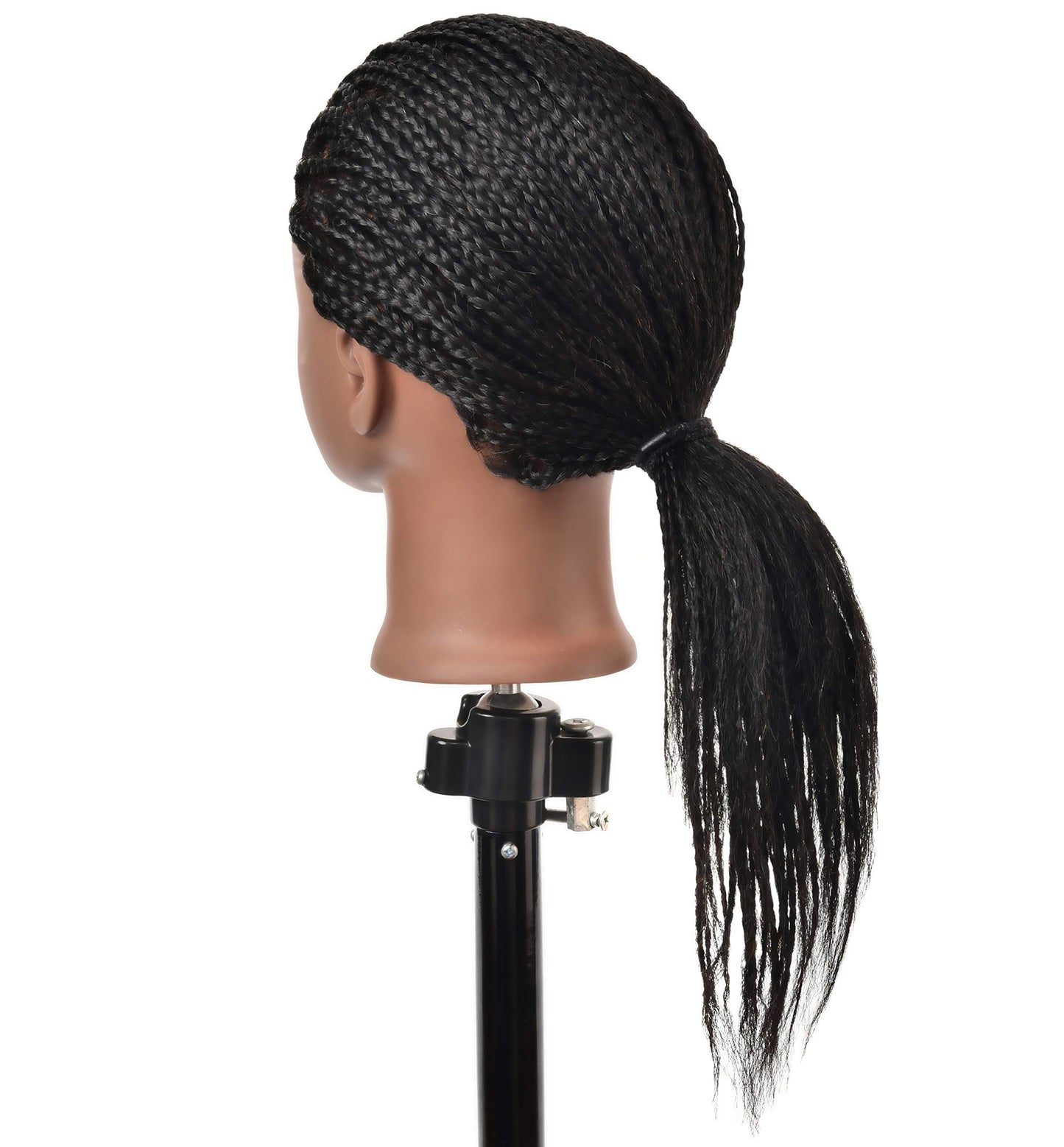 White Smoke FUTAI African American Mannequin Head 100% Real Human Hair Manikin Doll Style Head for Practice Braiding Styling Cosmetology Training with Stand