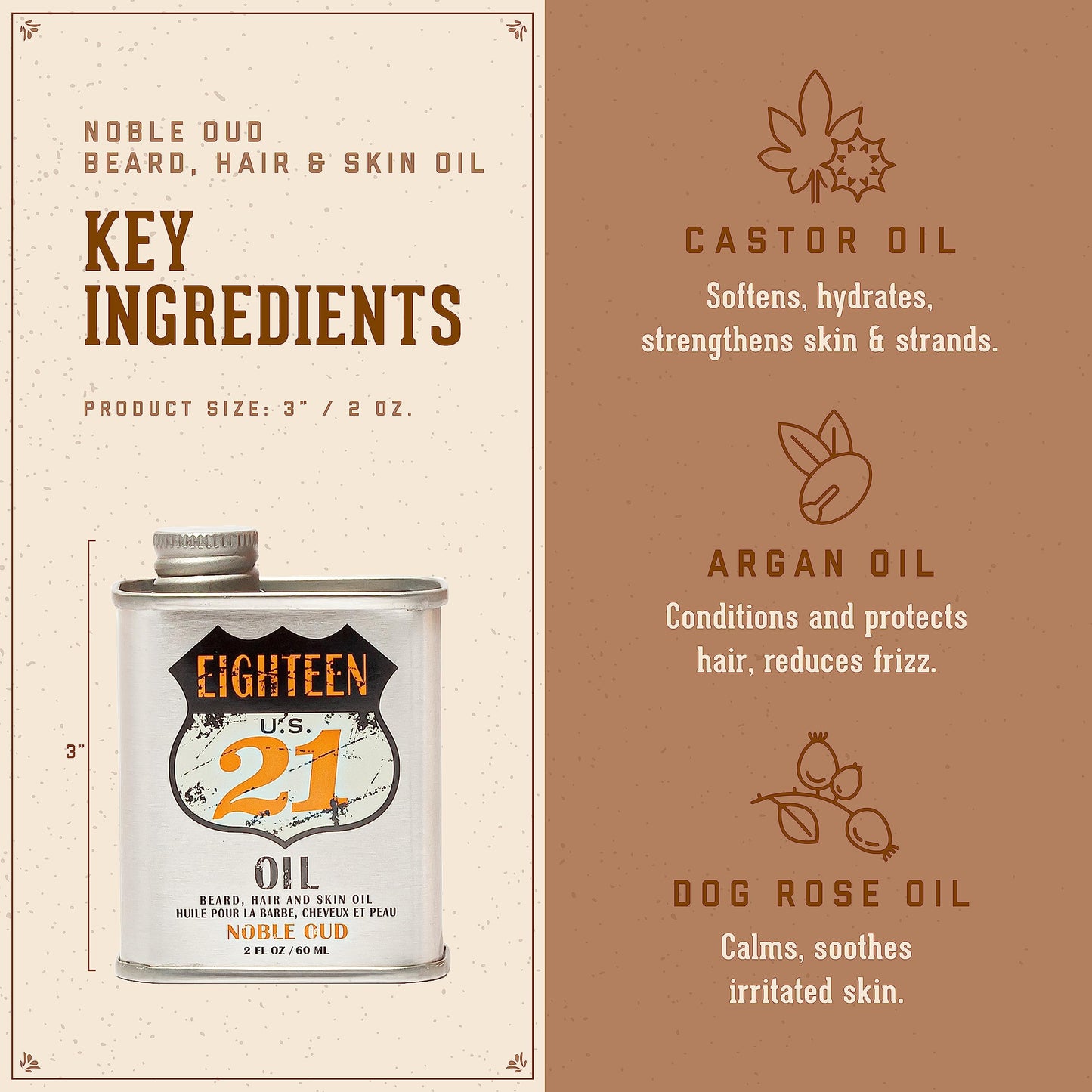 Antique White 18.21 Man Made Man Sweet Tobacco & Spiced Vanilla Beard, Hair & Skin Oil 2-Set Bundle, All Hair & Skin Types for Men, Strengthens and Moisturizes in a Manly Aroma