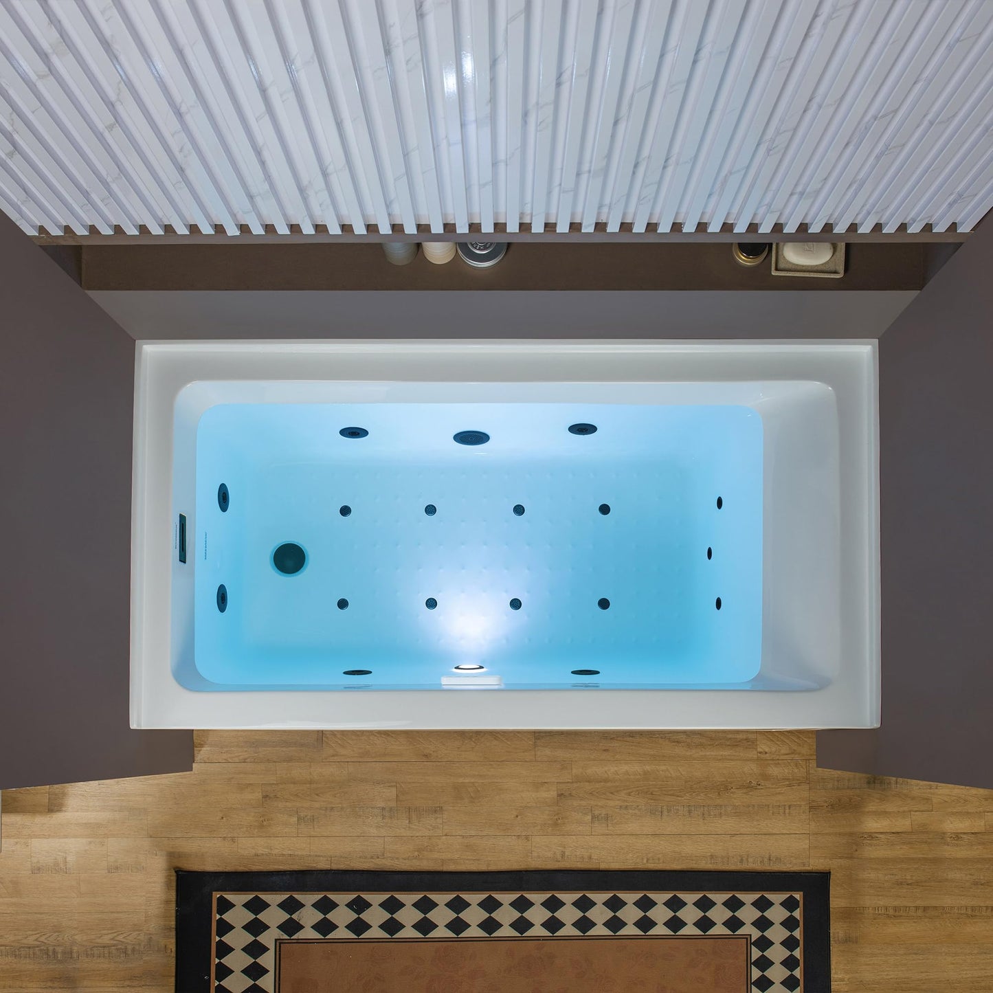Dark Gray WOODBRIDGE 60" x 32" Alcove Acrylic Rectangular Whirlpool and Air Heated Tub in White with Left Drain, Matte Black Finish Trim and Drain Kit Included, DF606-L-MB02