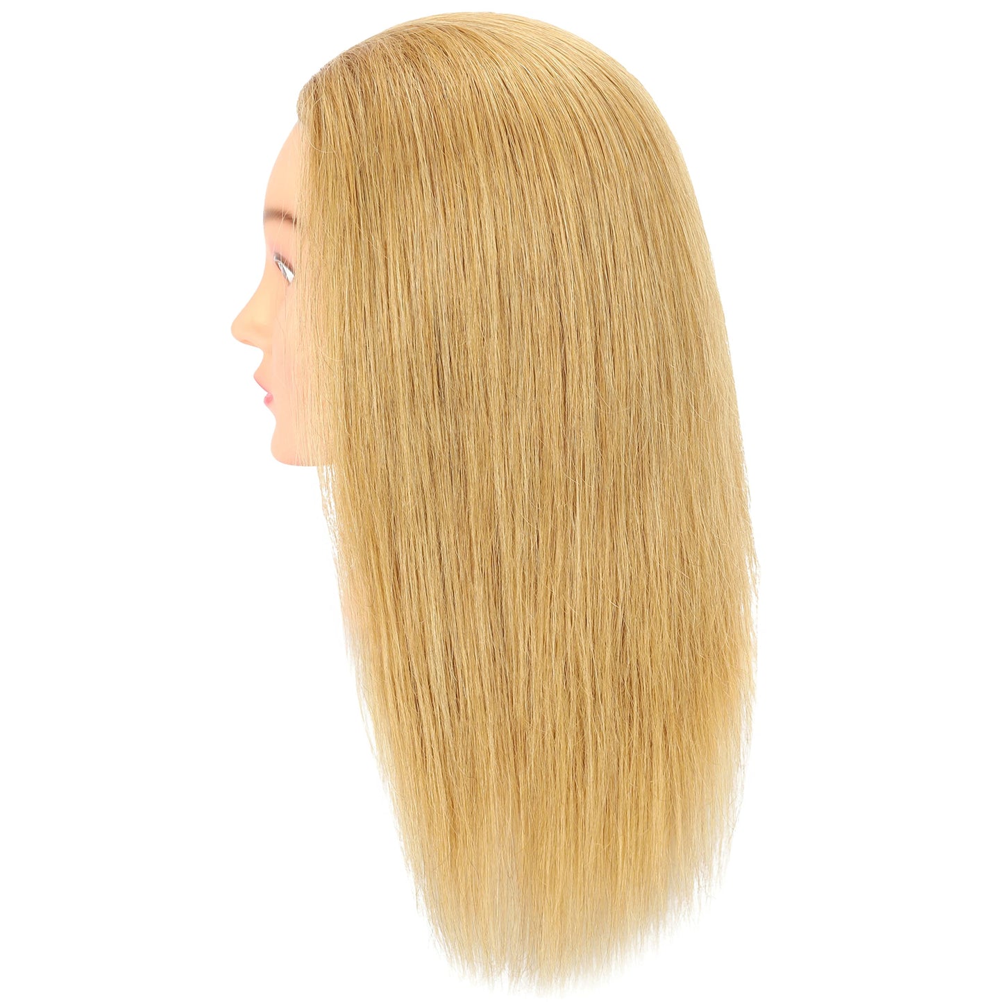 White Smoke FUTAI Mannequin Head 100% Real Human Hair Manikin Doll Style Head for Bleaching Dyeing Curling Cutting Braiding Styling Updos Practice Cosmetology Training Display with Stand