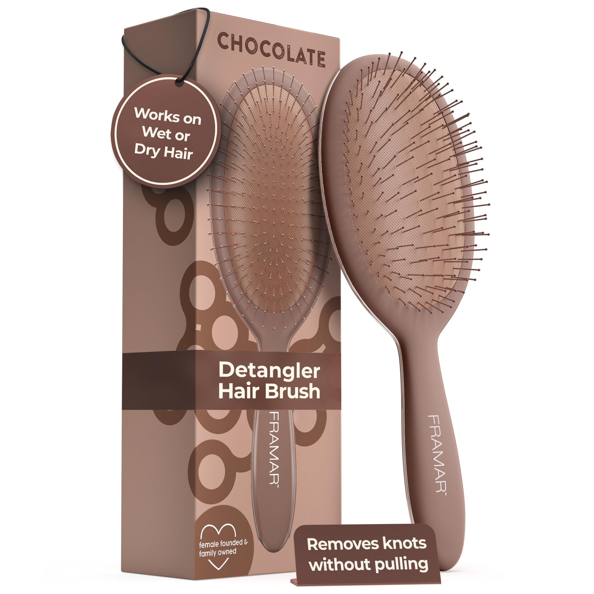 White Smoke FRAMAR Chocolate Hair Brush Detangler – Wet Hair Brushes For Women, Womens Hair Brush, Hair Accessories, Hairbrush For Women, Cepillos Para Cabello, Reduces Breakage – Detangle Brush