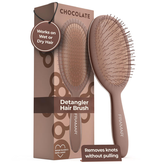 White Smoke FRAMAR Chocolate Hair Brush Detangler – Wet Hair Brushes For Women, Womens Hair Brush, Hair Accessories, Hairbrush For Women, Cepillos Para Cabello, Reduces Breakage – Detangle Brush