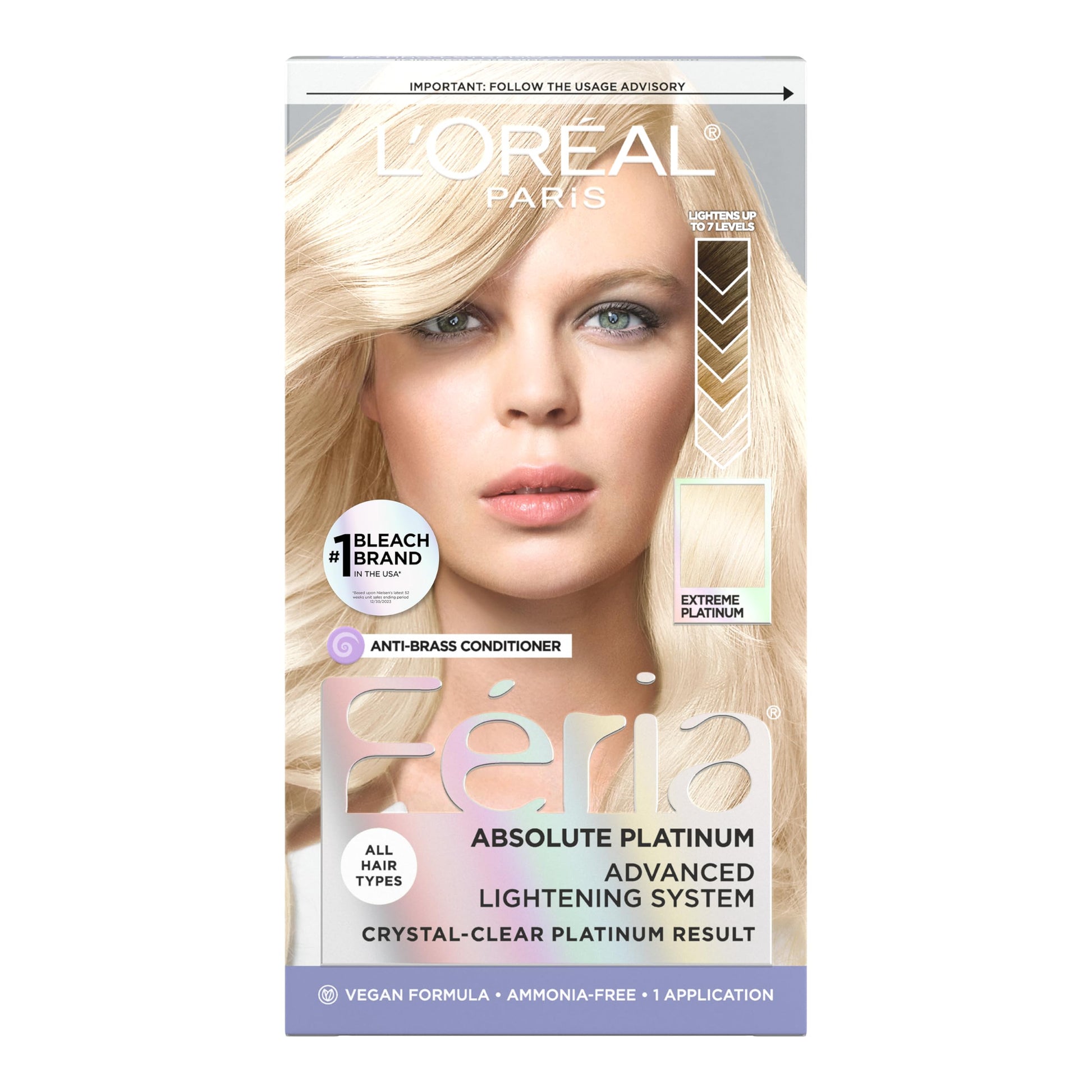 Antique White L'Oreal Paris Feria Multi-Faceted Shimmering Permanent Hair Color, Extreme Platinum, Pack of 1 Hair Dye Kit